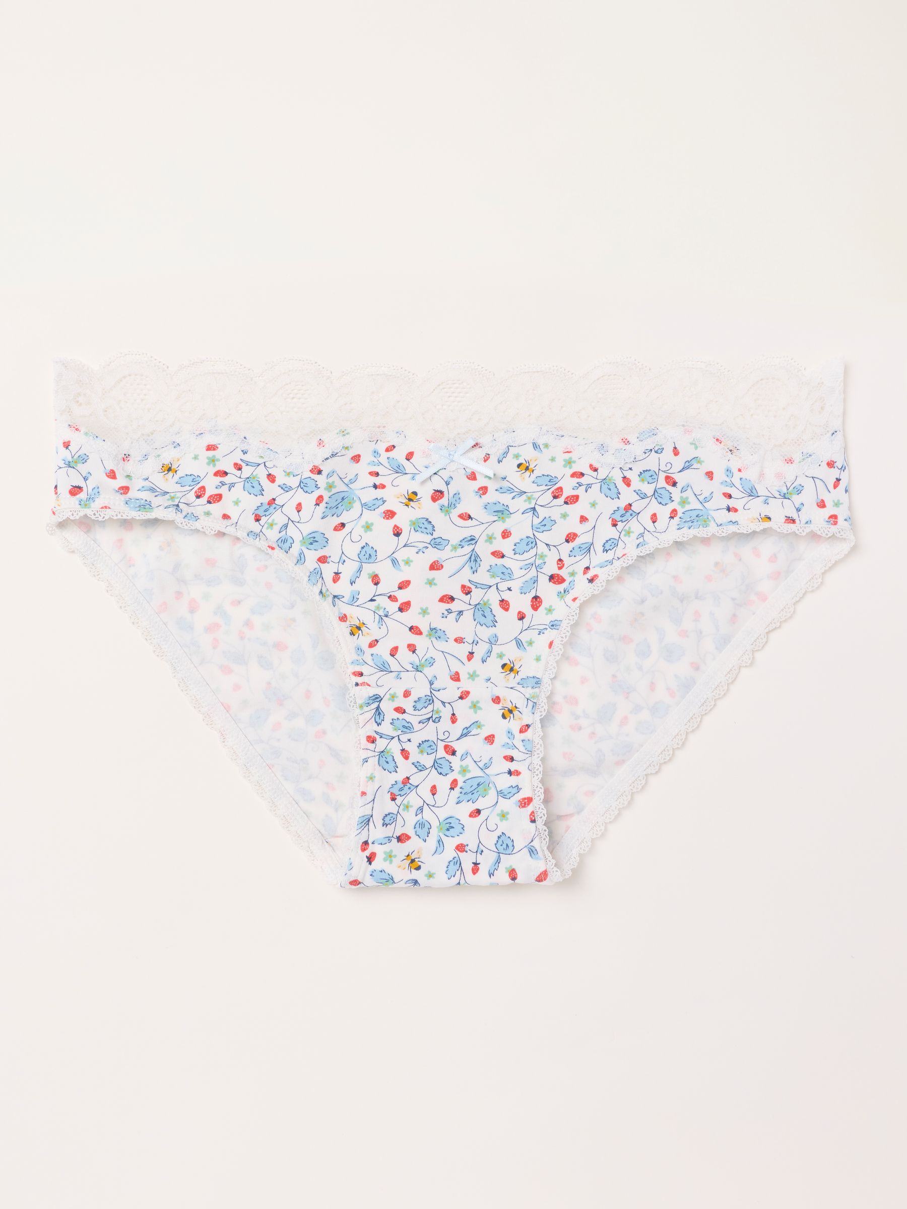 Ivory Strawberry Bee High Leg Knickers - Image 1 of 2