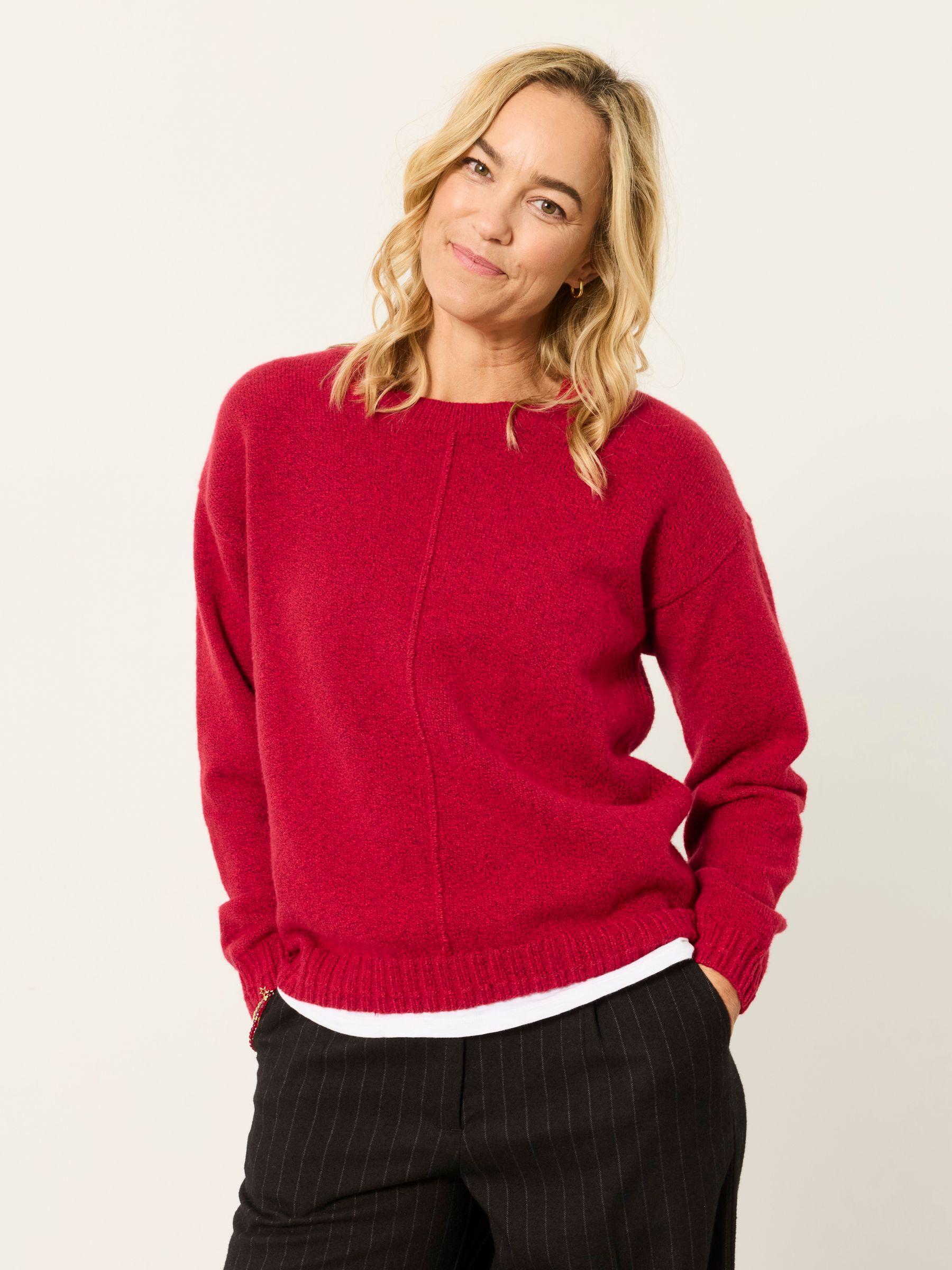 Barley Red Knitted Crew Neck Jumper - Image 1 of 7 Barley Red Knitted Crew Neck Jumper - Image 1 of 7