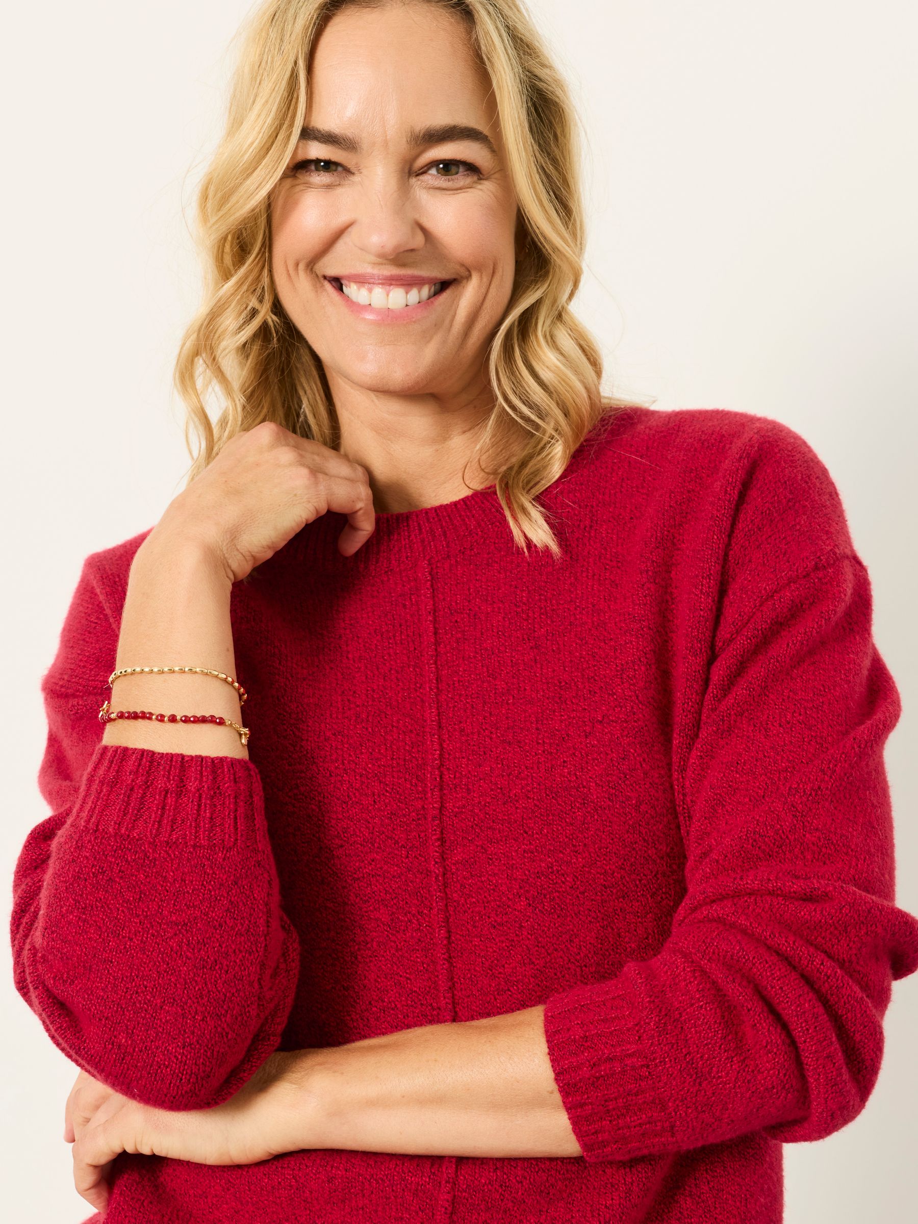 Barley Red Knitted Crew Neck Jumper - Image 3 of 7