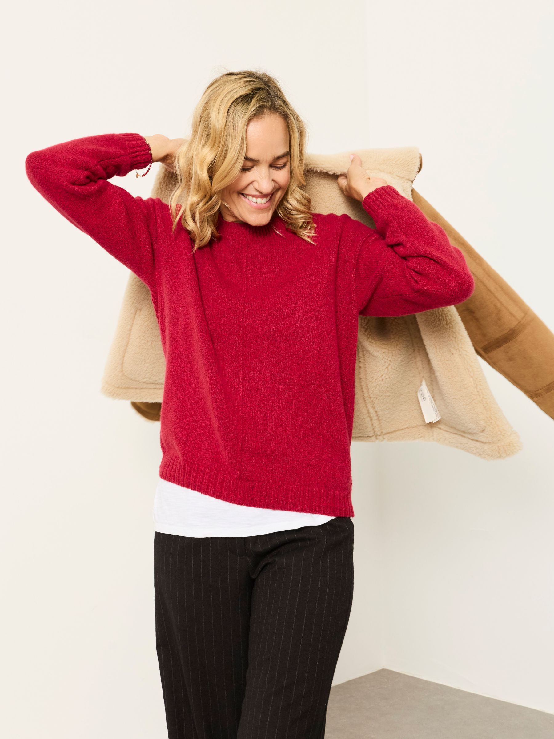 Barley Red Knitted Crew Neck Jumper - Image 6 of 7