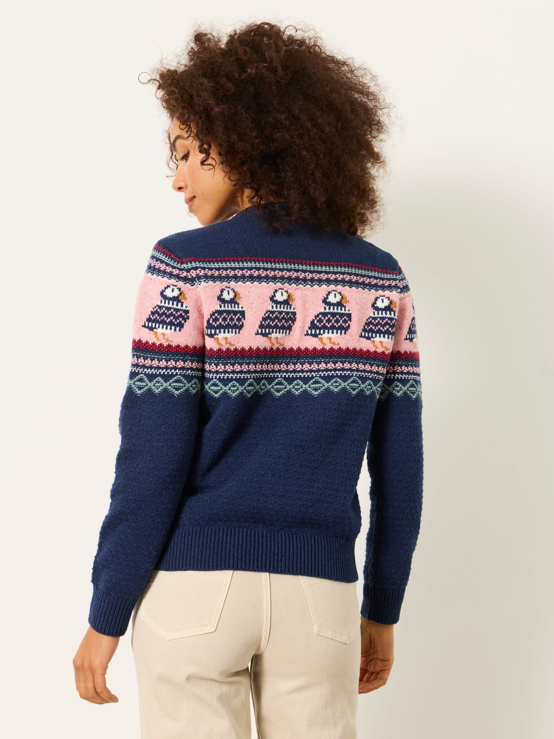 Puffin Navy Fairisle Knitted Crew Neck Christmas Jumper - Image 2 of 5