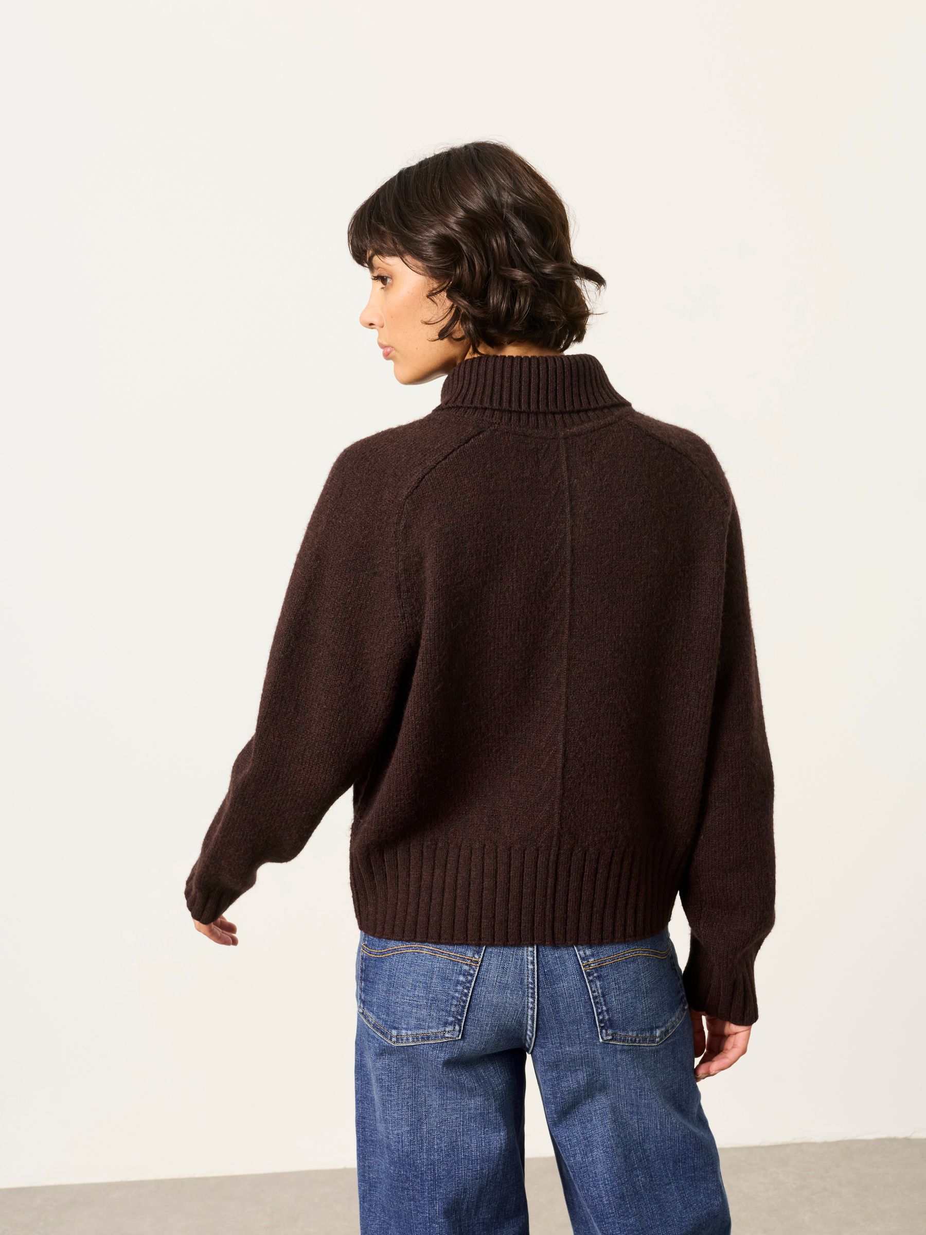 Freya Dark Red Funnel Neck Knitted Cardigan - Image 2 of 6