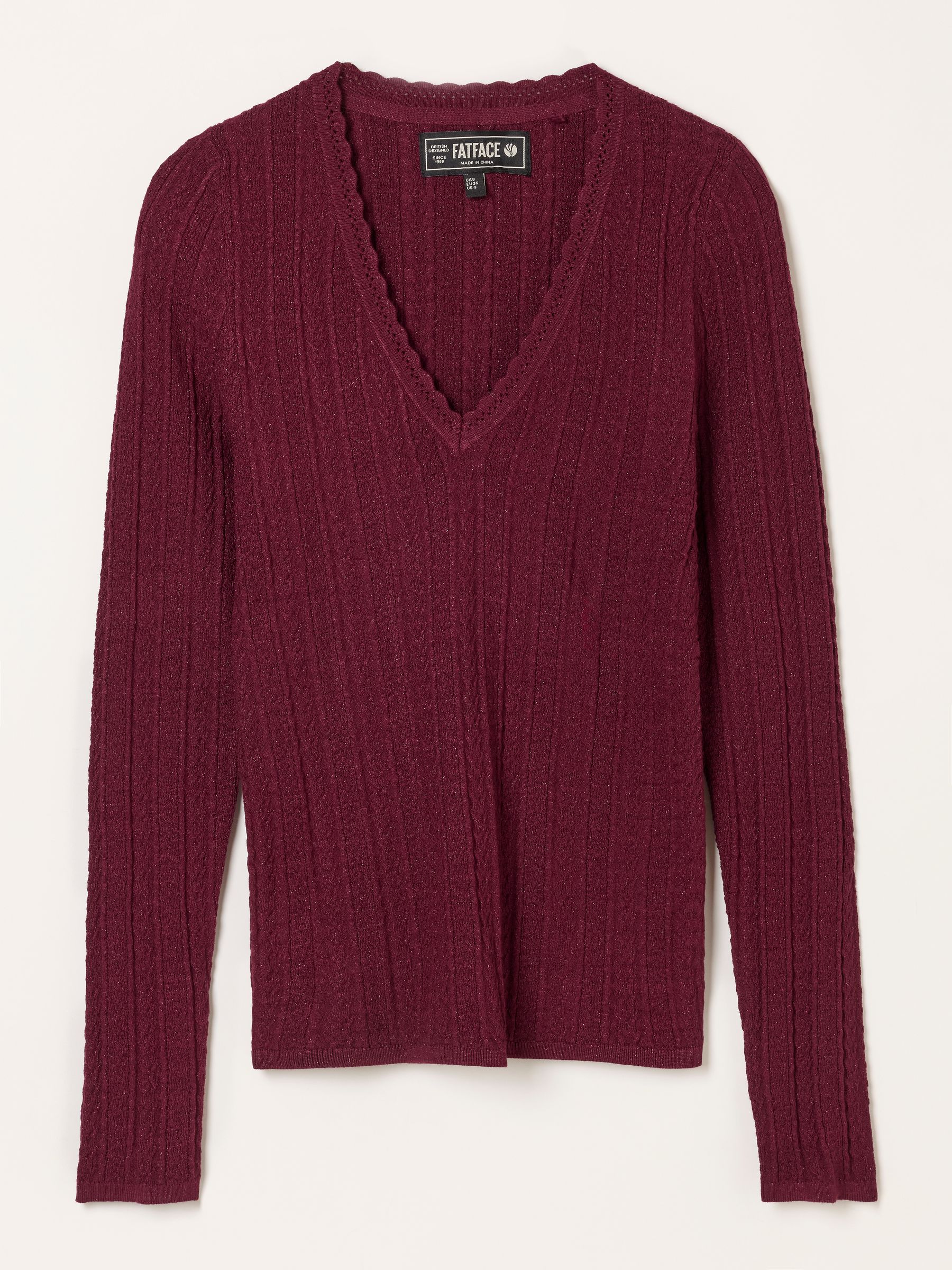 Mae Plum Purple Knitted Sparkle Vee Top - Image 5 of 5