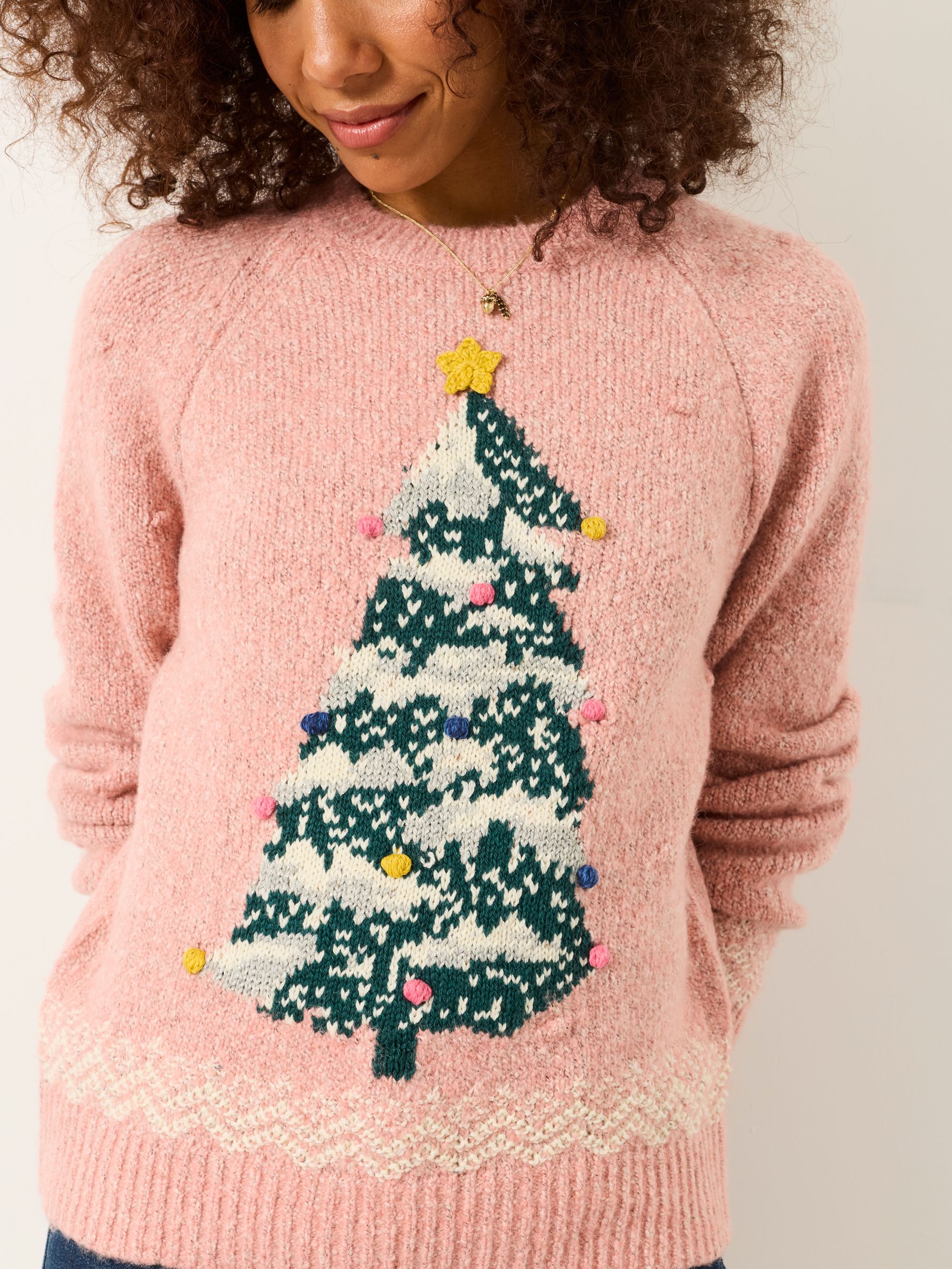 Pink Tree Graphic Crew Neck Christmas Jumper - Image 4 of 6