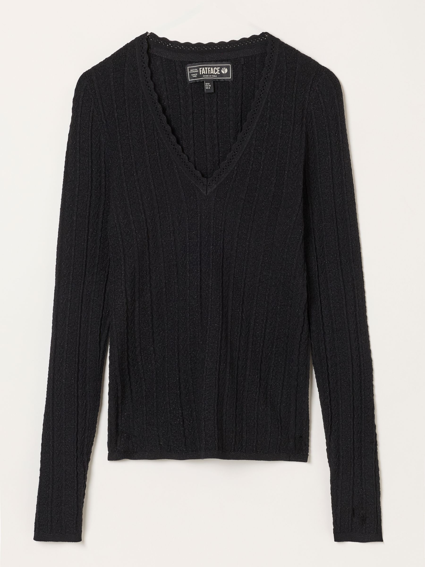 Mae Black Knitted Sparkle Vee Top - Image 5 of 5