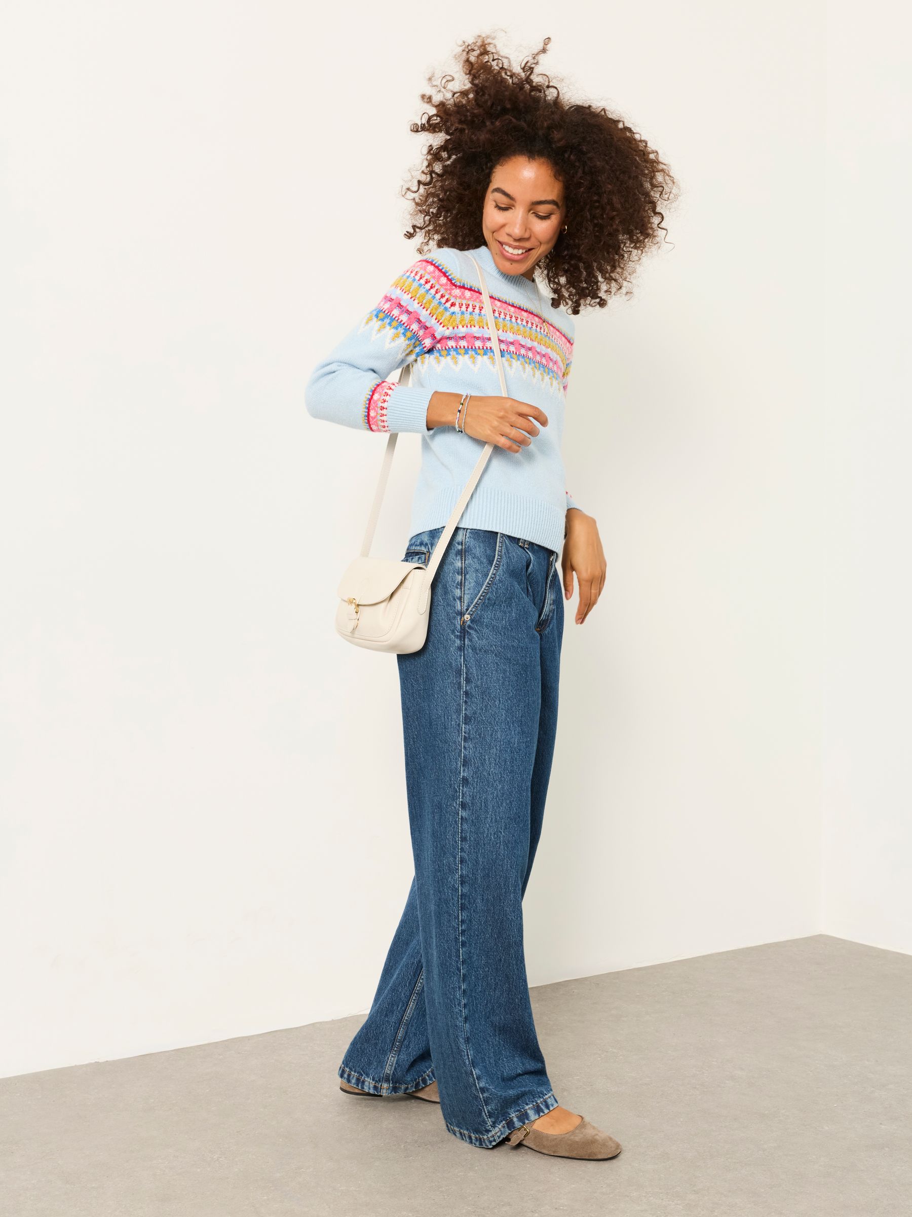 Pale Blue Knitted Fable Fairisle Crew Jumper - Image 4 of 5