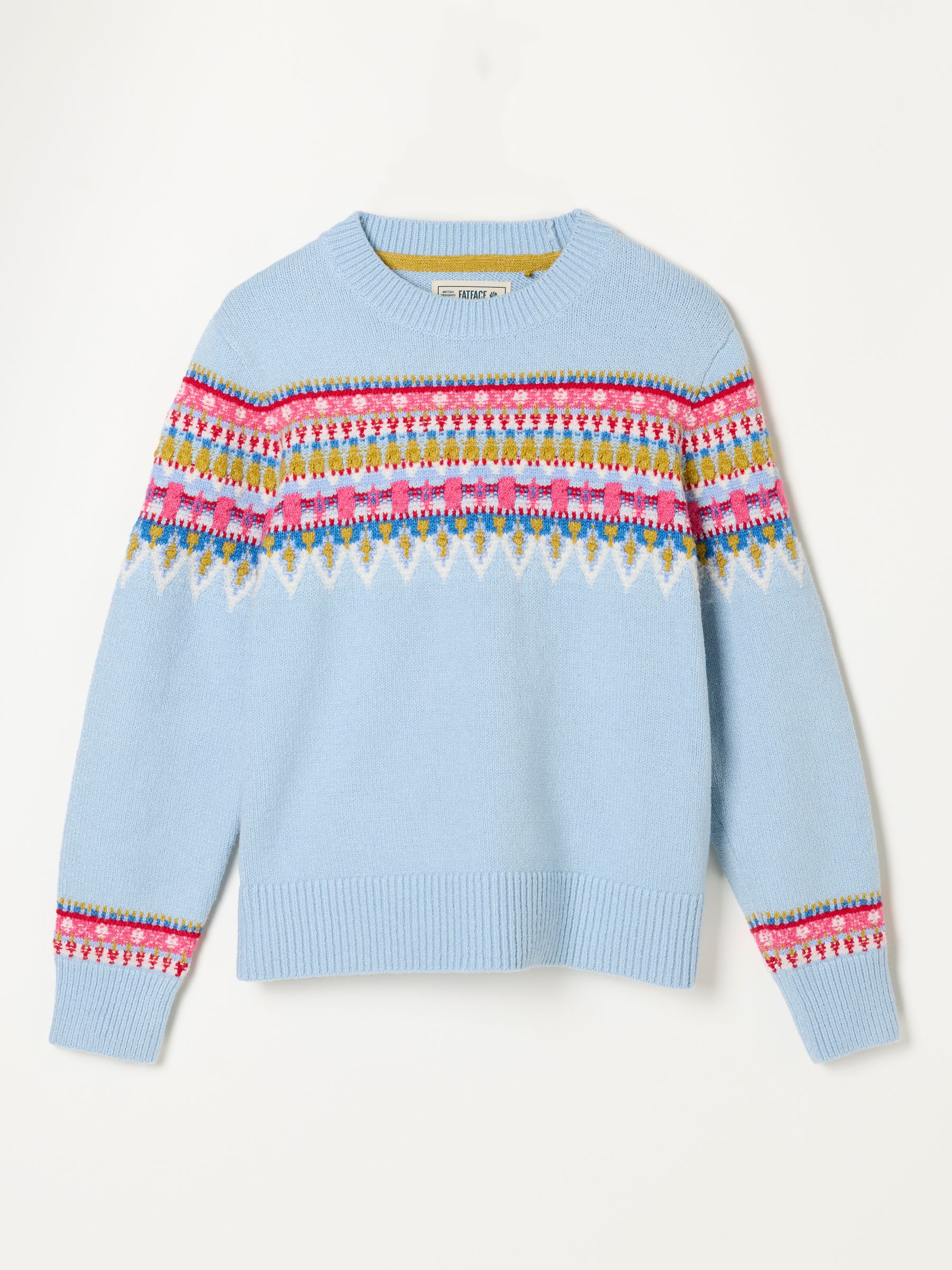 Pale Blue Knitted Fable Fairisle Crew Jumper - Image 5 of 5