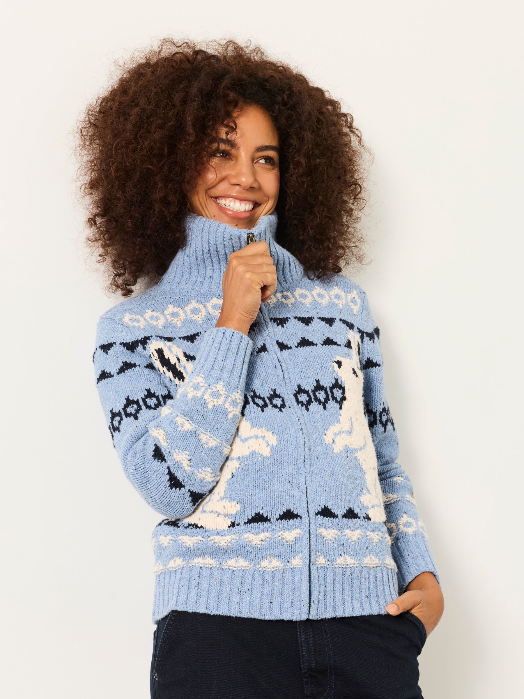 Pale Blue Rabbit Knitted Zip Through Cardigan - Image 3 of 6