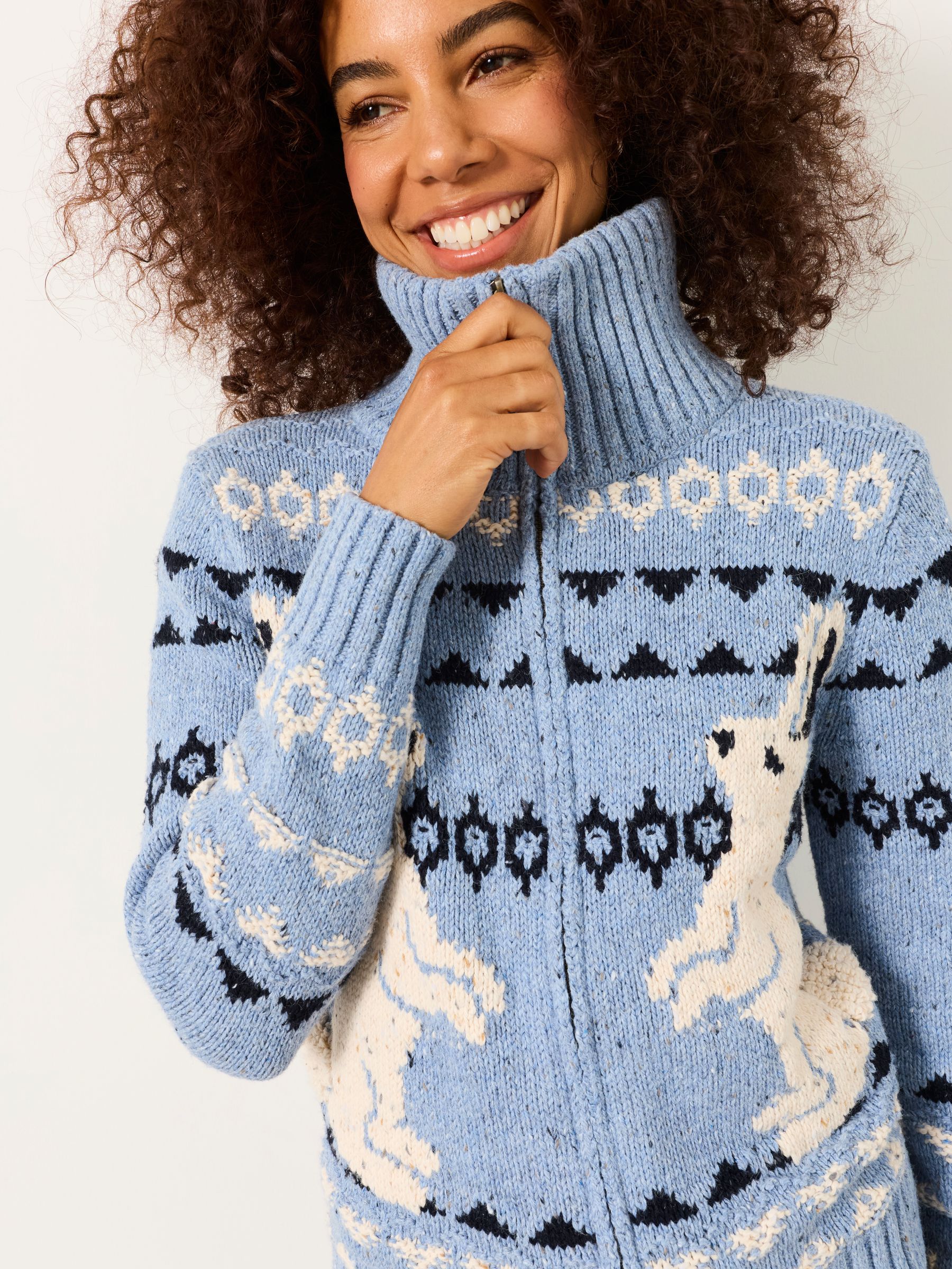 Pale Blue Rabbit Knitted Zip Through Cardigan - Image 4 of 6