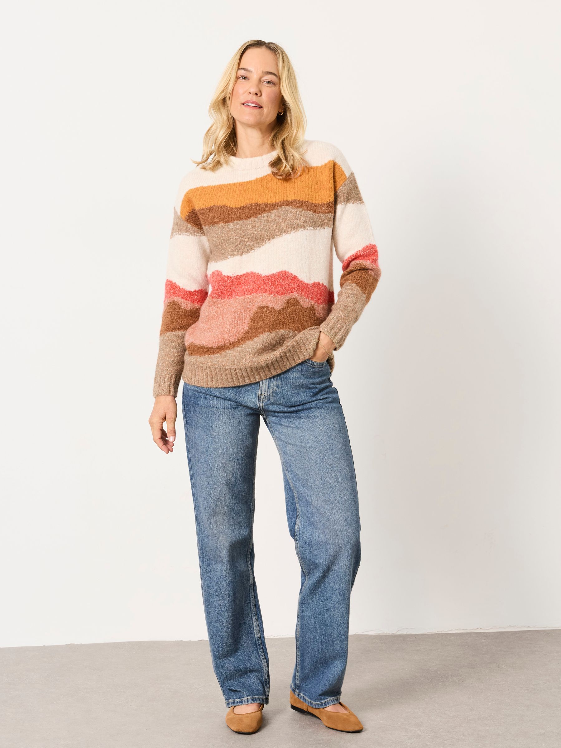 Landscape Scene Knitted Crew Jumper in Natural - Image 4 of 6