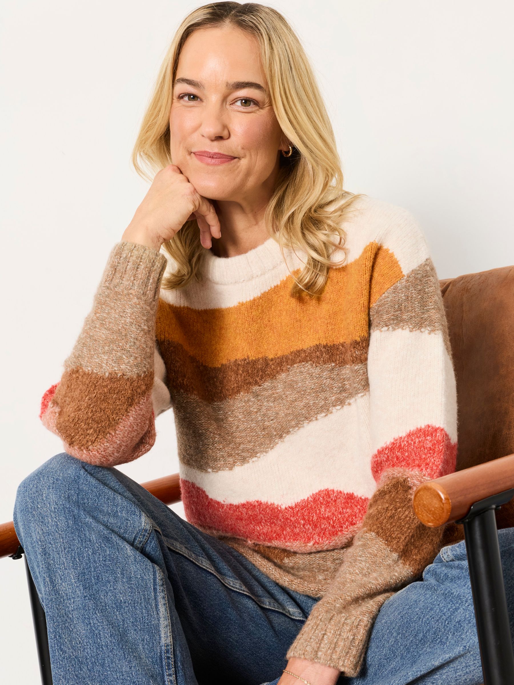 Landscape Scene Knitted Crew Jumper in Natural - Image 5 of 6