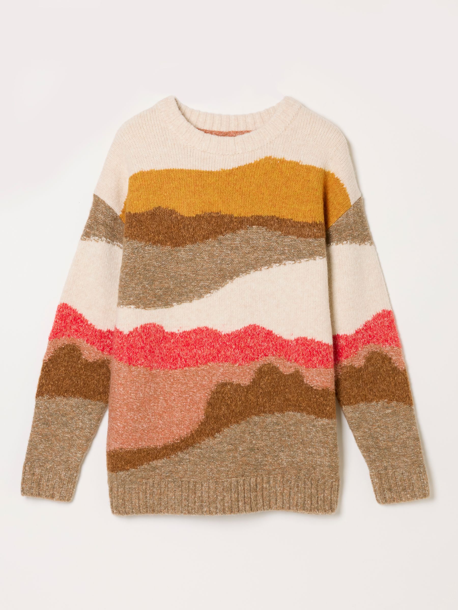 Landscape Scene Knitted Crew Jumper in Natural - Image 6 of 6