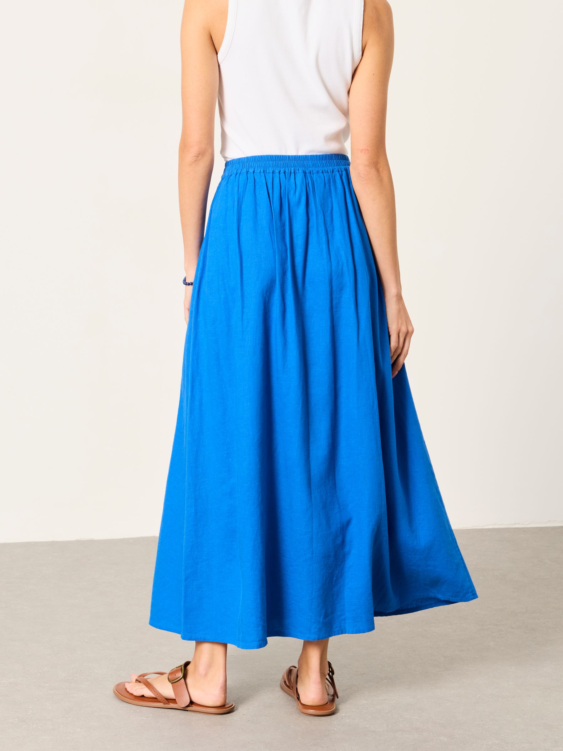 Issa Cobalt Blue Linen Midi Skirt - Image 2 of 6
