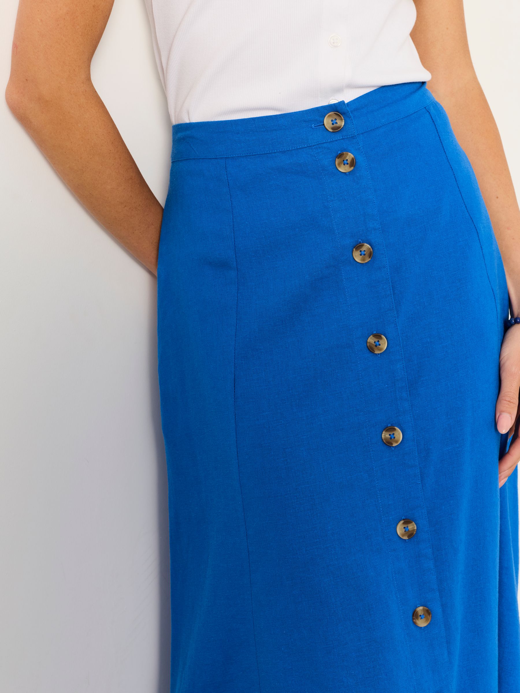 Issa Cobalt Blue Linen Midi Skirt - Image 4 of 6