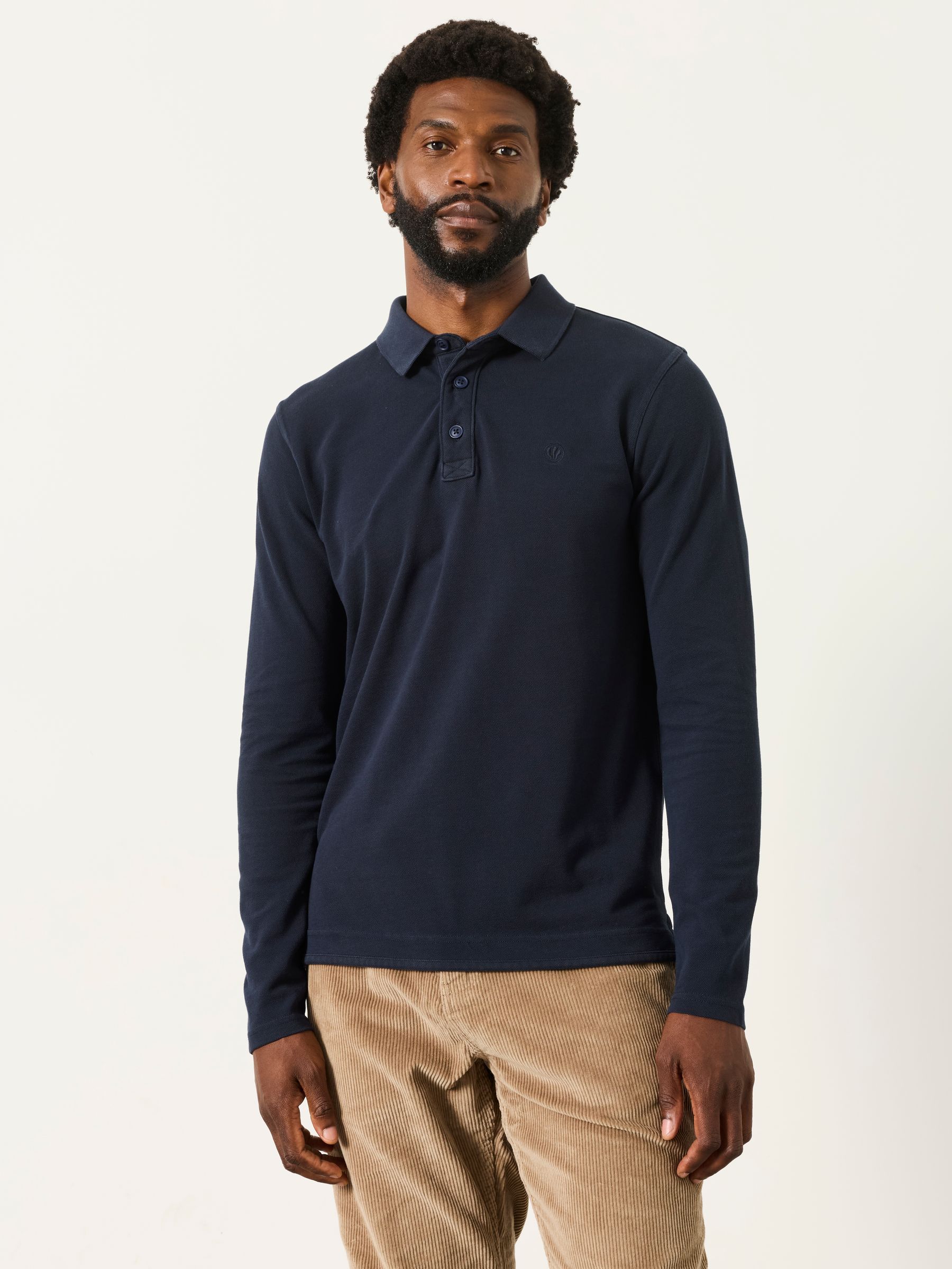 Navy Long Sleeve Pique Polo Shirt - Image 1 of 6