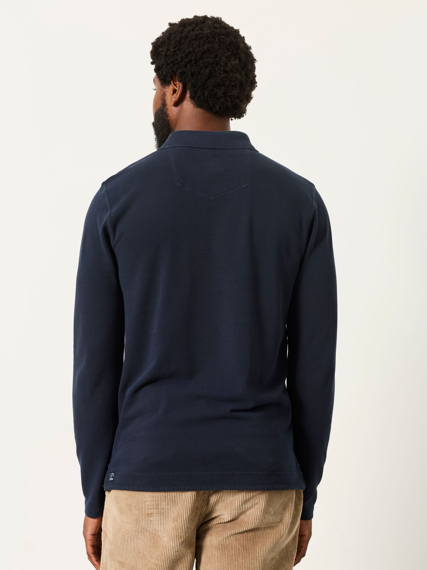 Navy Long Sleeve Pique Polo Shirt - Image 2 of 6