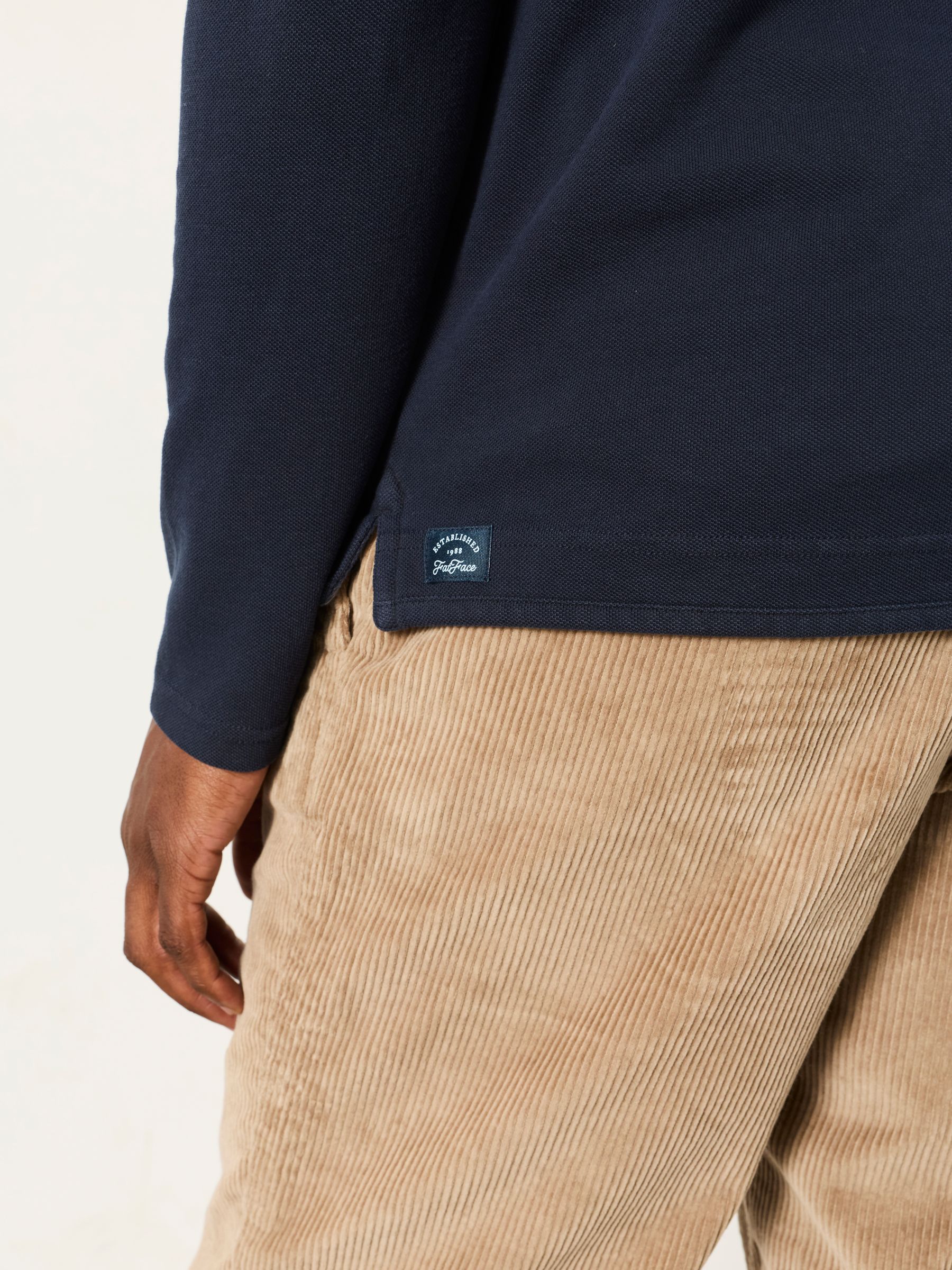 Navy Long Sleeve Pique Polo Shirt - Image 3 of 6