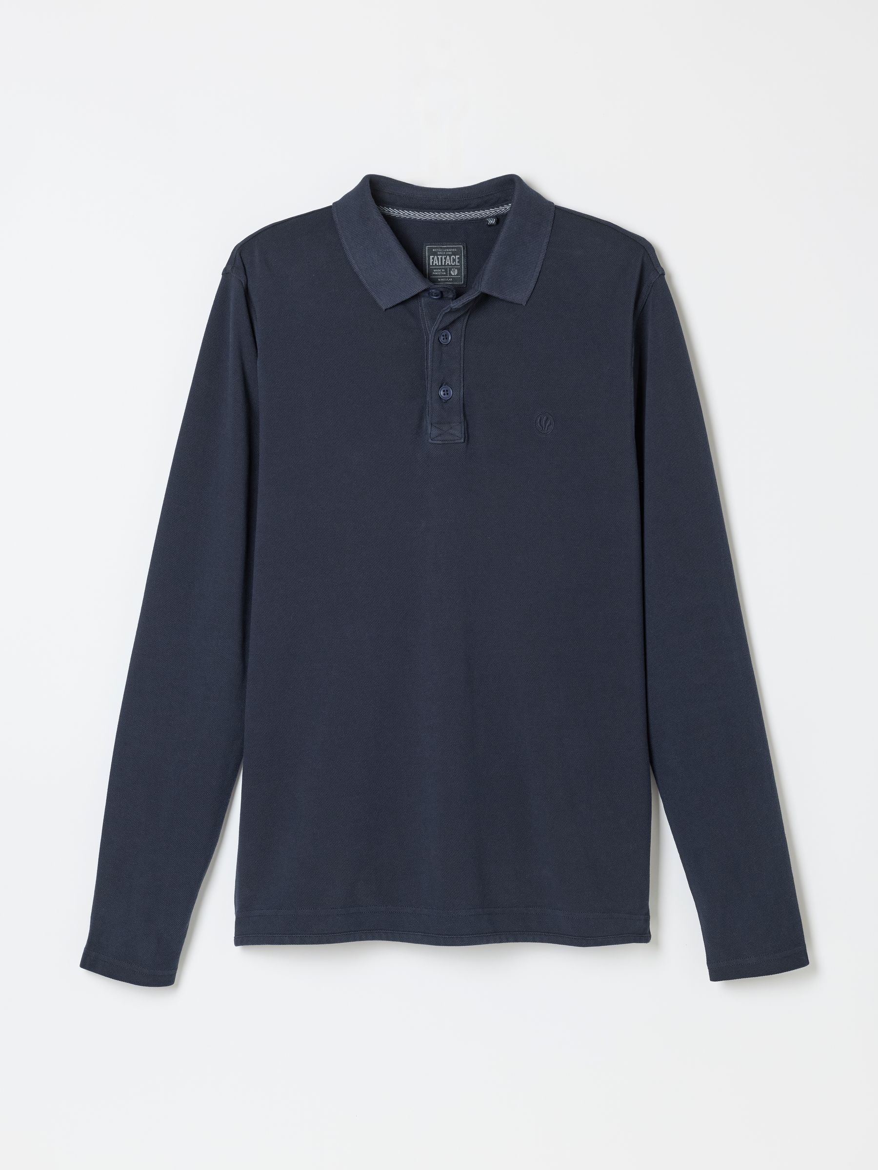 Navy Long Sleeve Pique Polo Shirt - Image 6 of 6