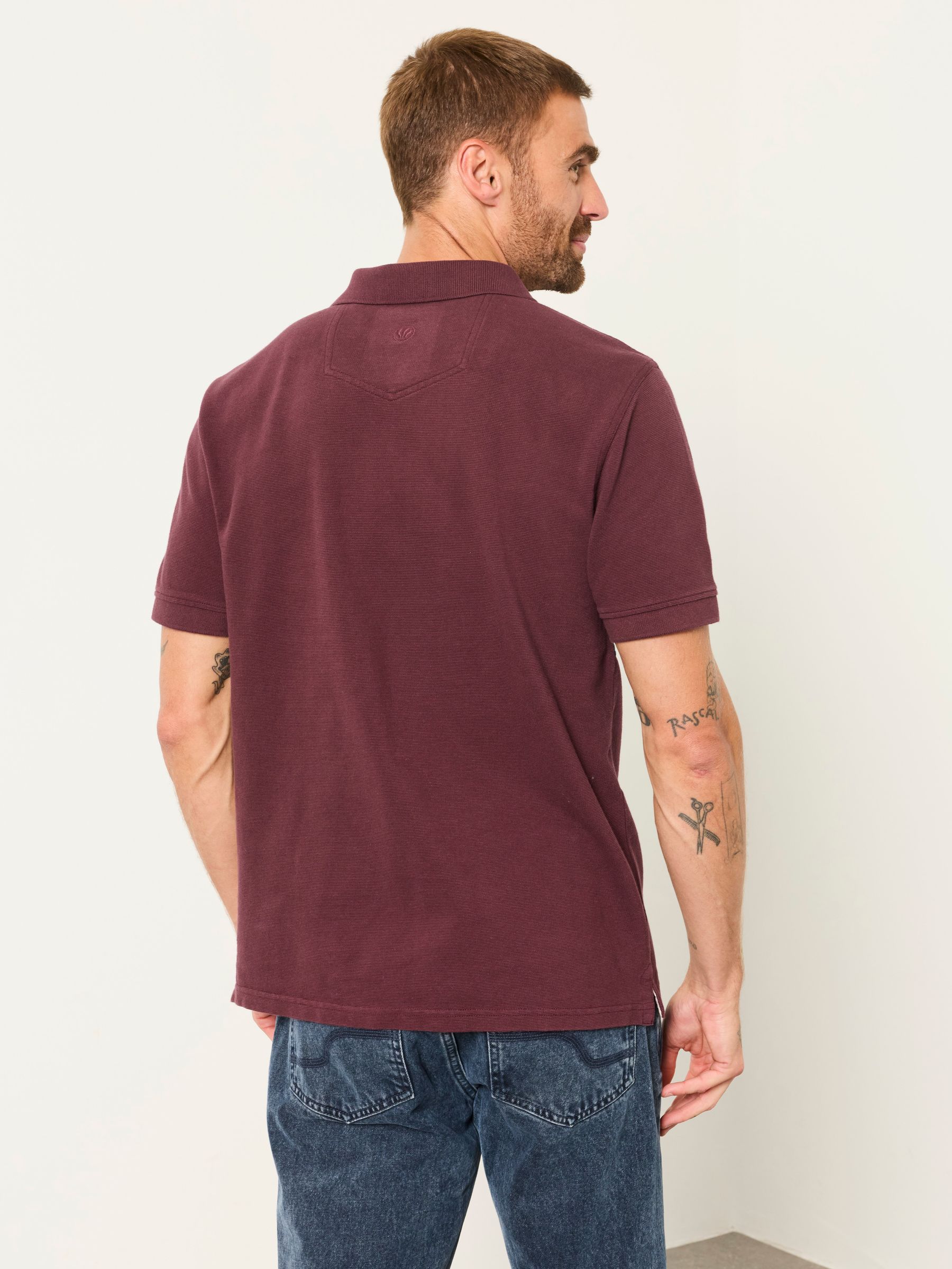 Clifton Plum Purple Colour Block Pique Polo Shirt - Image 2 of 5