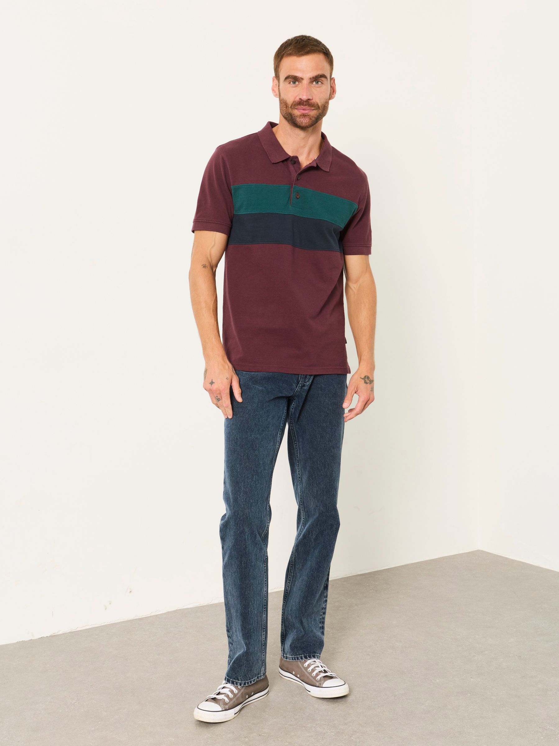Clifton Plum Purple Colour Block Pique Polo Shirt - Image 4 of 5