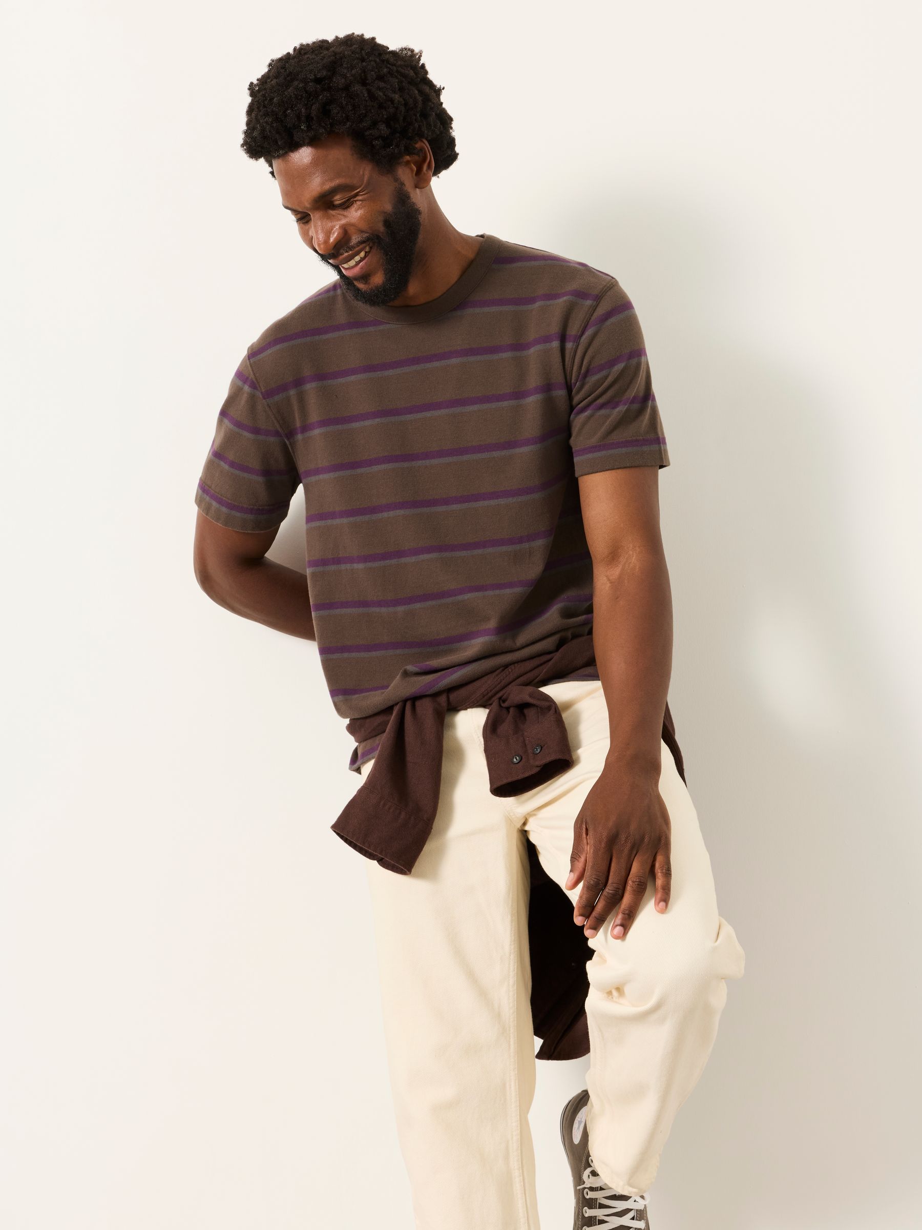 Chocolate Brown Short Sleeve Stripe T-Shirt - Image 3 of 6
