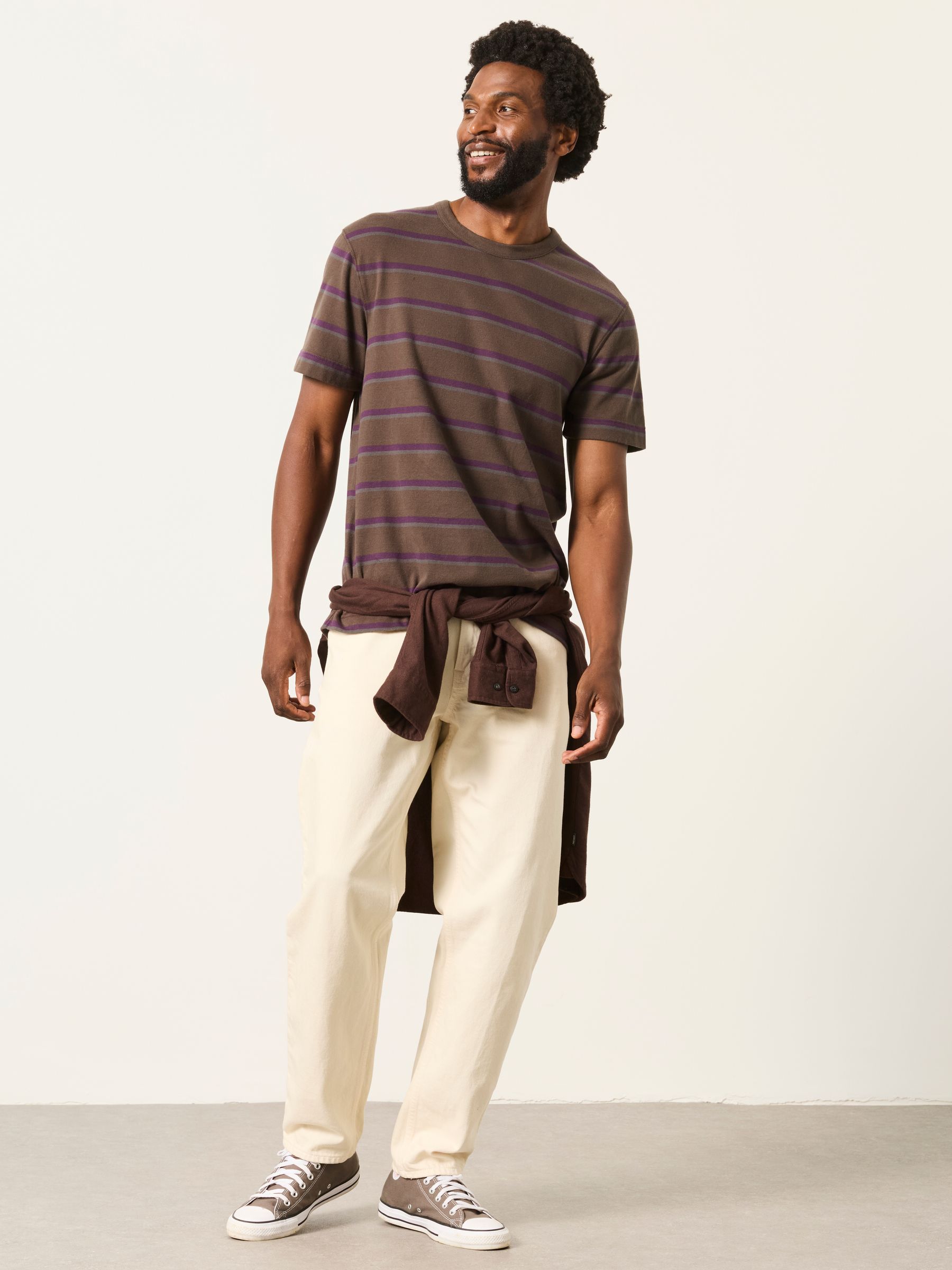 Chocolate Brown Short Sleeve Stripe T-Shirt - Image 4 of 6