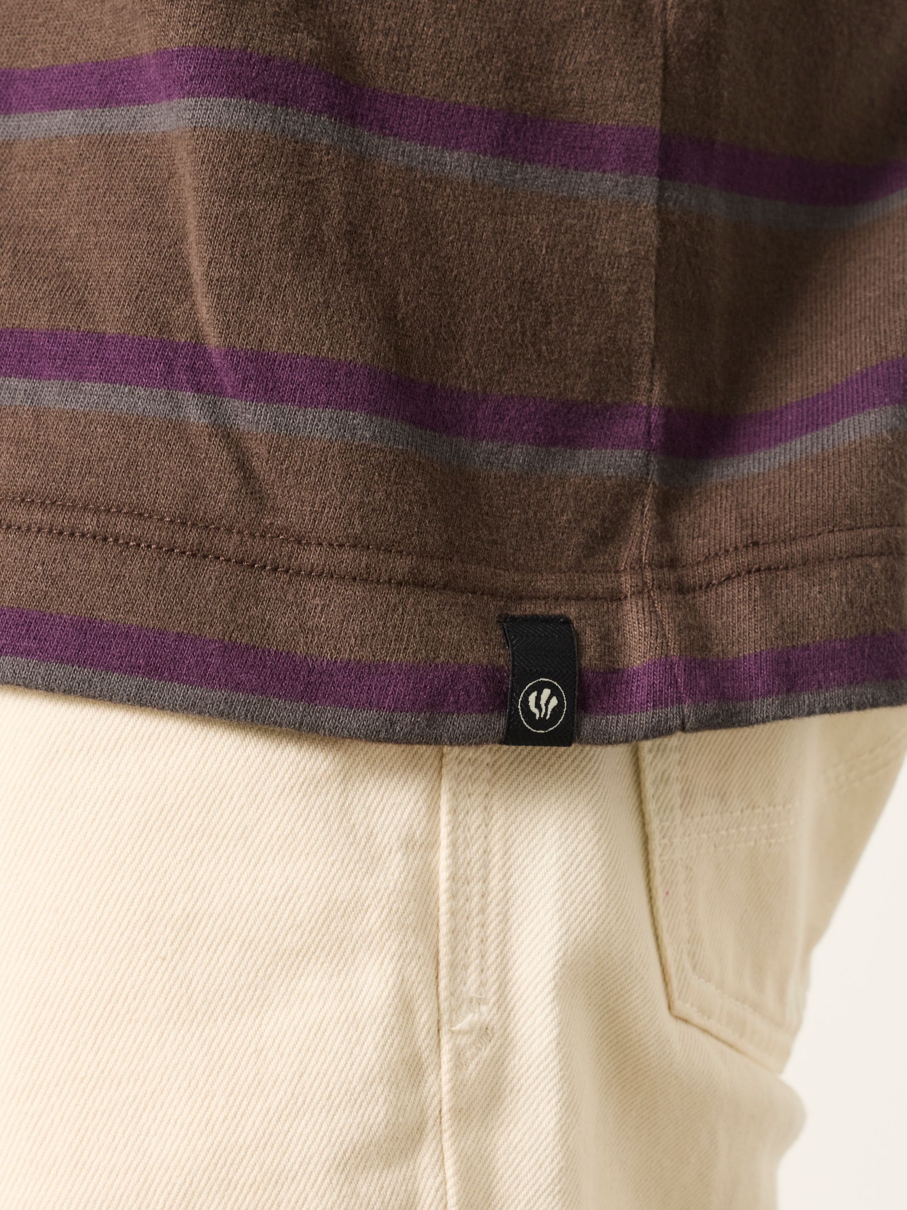 Chocolate Brown Short Sleeve Stripe T-Shirt - Image 5 of 6