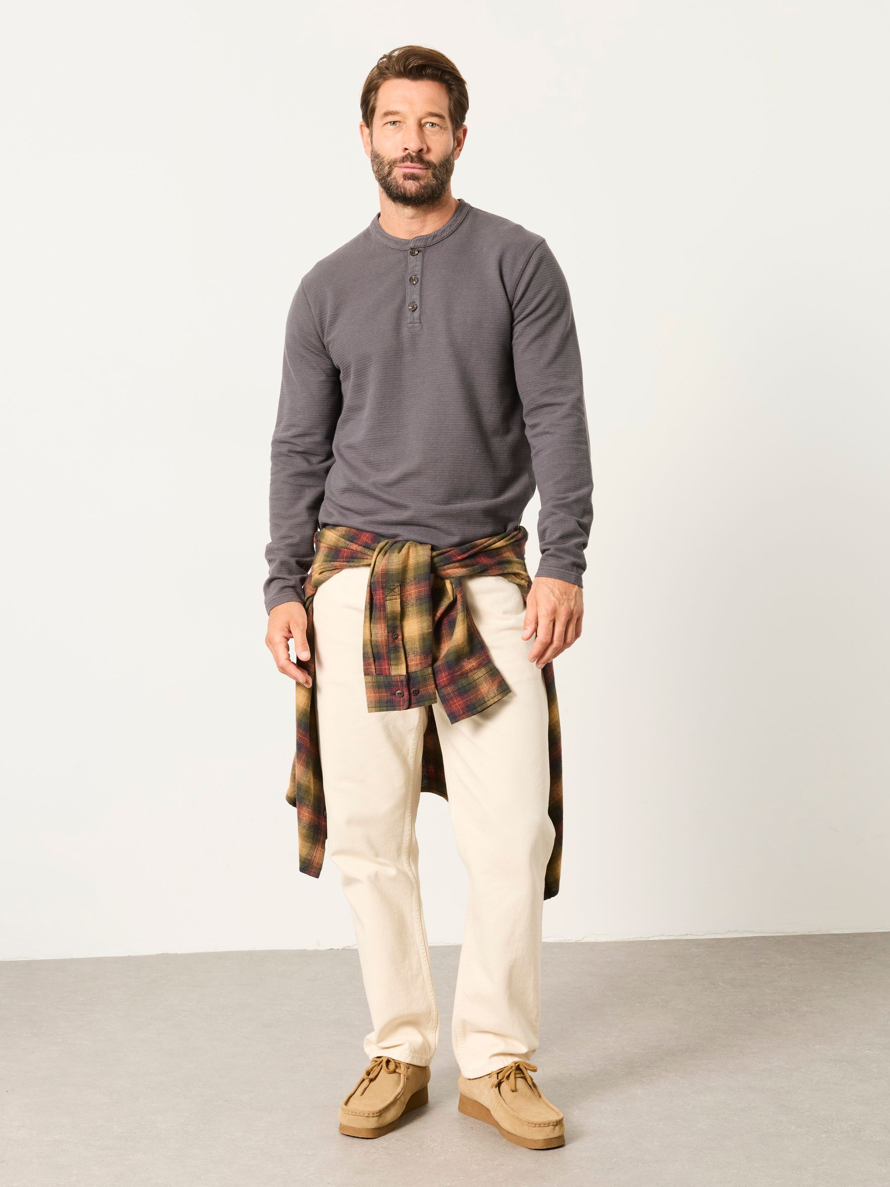 Henley Washed Black Long Sleeve Textured T-Shirt - Image 4 of 6