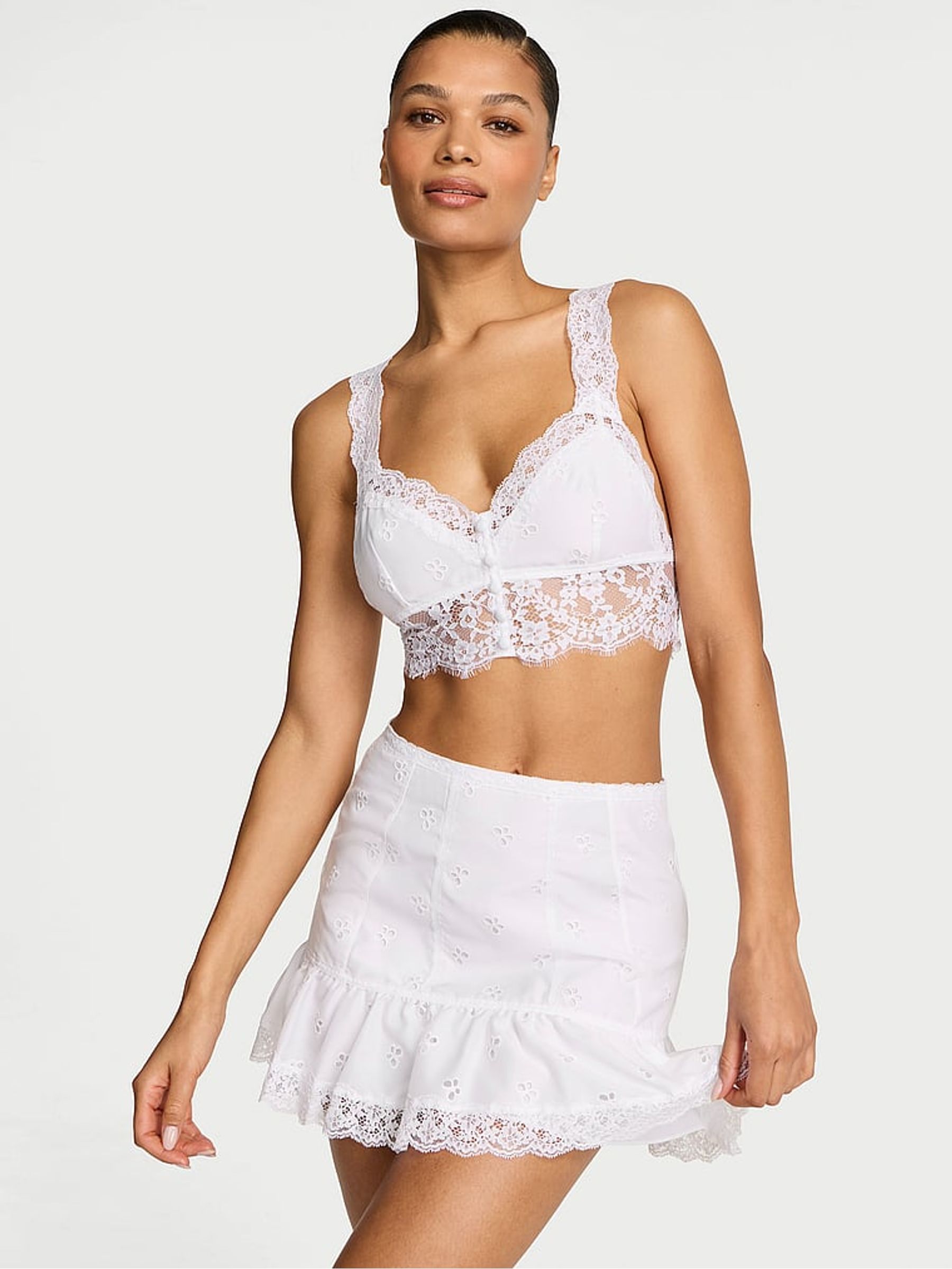 White Butterflies Ruffled Skirt - Image 1 of 2 White Butterflies Ruffled Skirt - Image 1 of 2