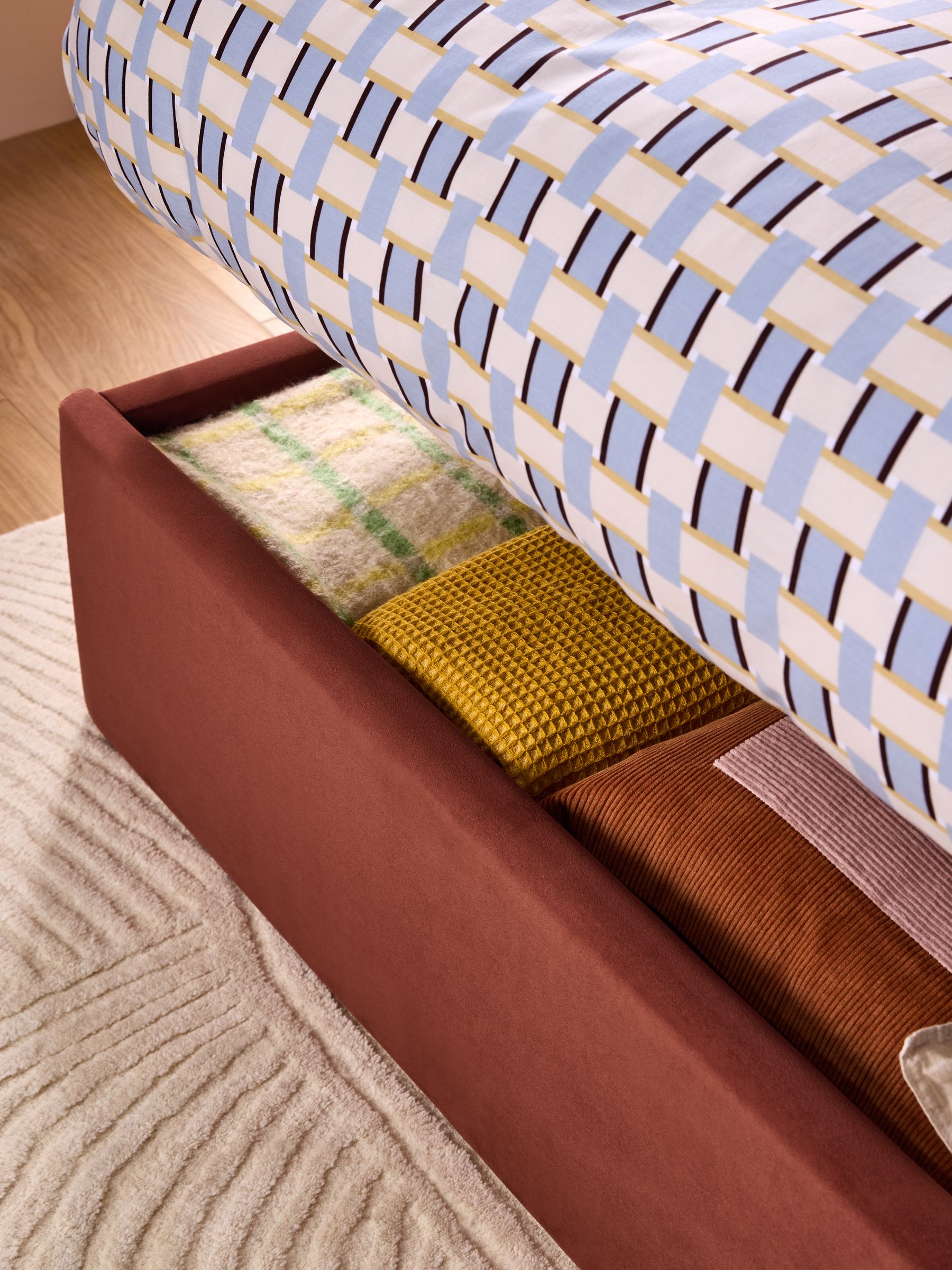 Harlow Ottoman Storage Bed in Brick Red Velvet - Image 3 of 6