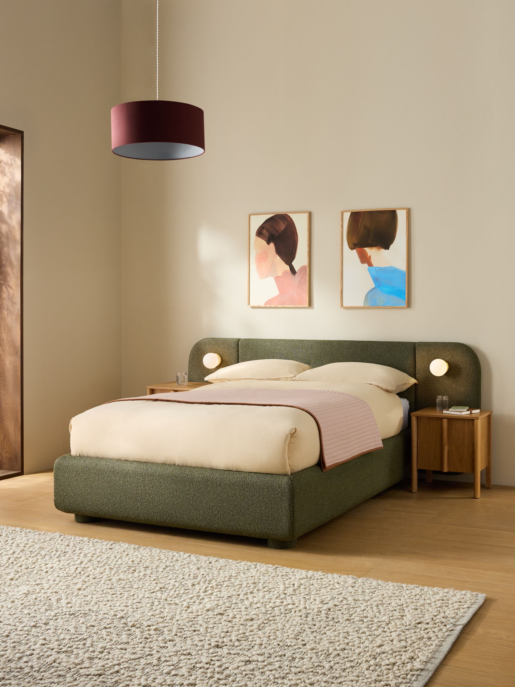 Hanson Ottoman Storage Hotel Bed in Forest Green Boucle - Image 1 of 6 Hanson Ottoman Storage Hotel Bed in Forest Green Boucle - Image 1 of 6