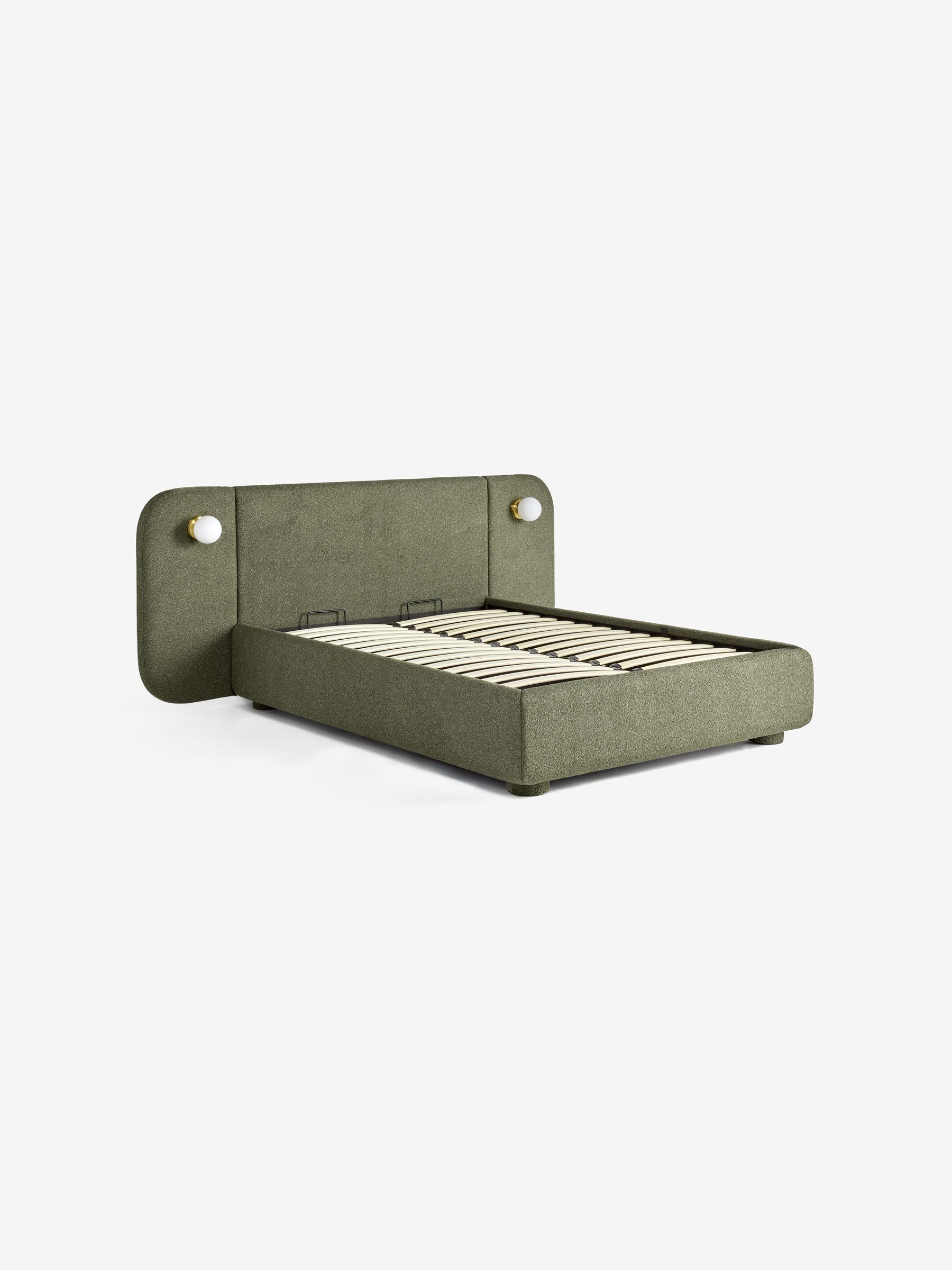 Hanson Ottoman Storage Hotel Bed in Forest Green Boucle - Image 4 of 6