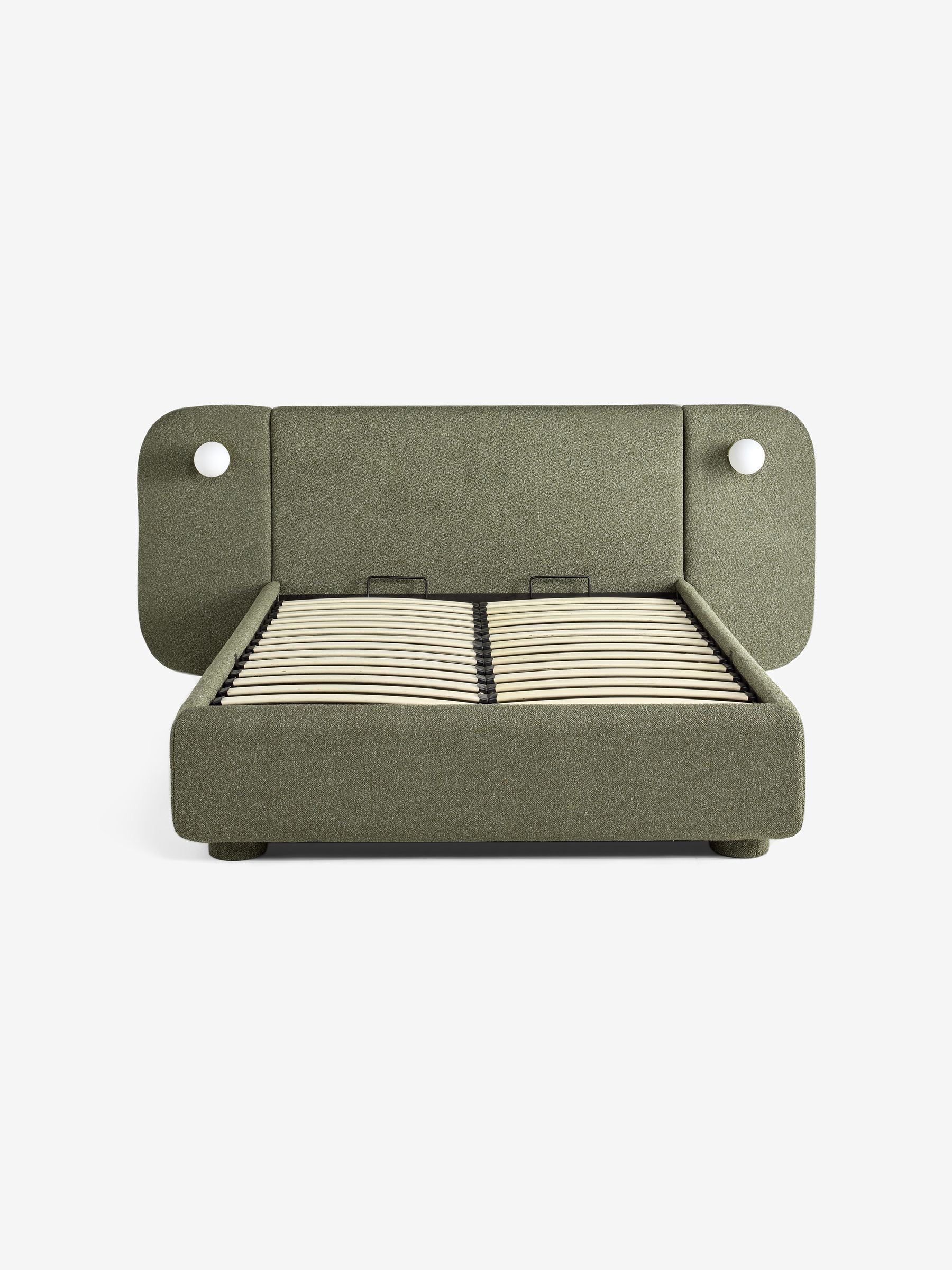 Hanson Ottoman Storage Hotel Bed in Forest Green Boucle - Image 5 of 6