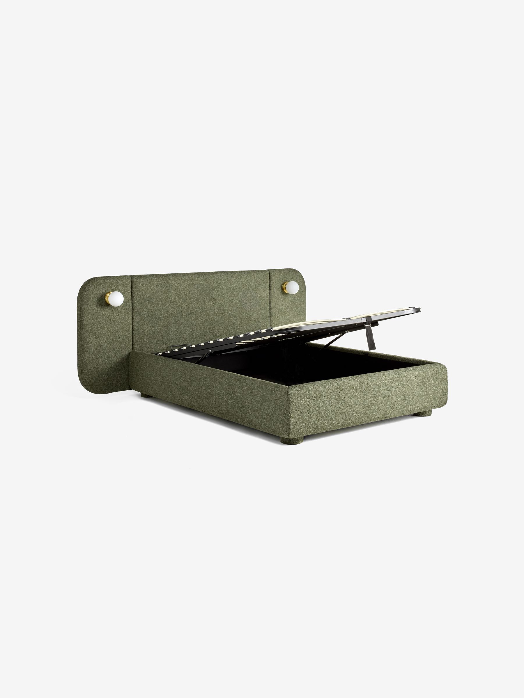 Hanson Ottoman Storage Hotel Bed in Forest Green Boucle - Image 6 of 6