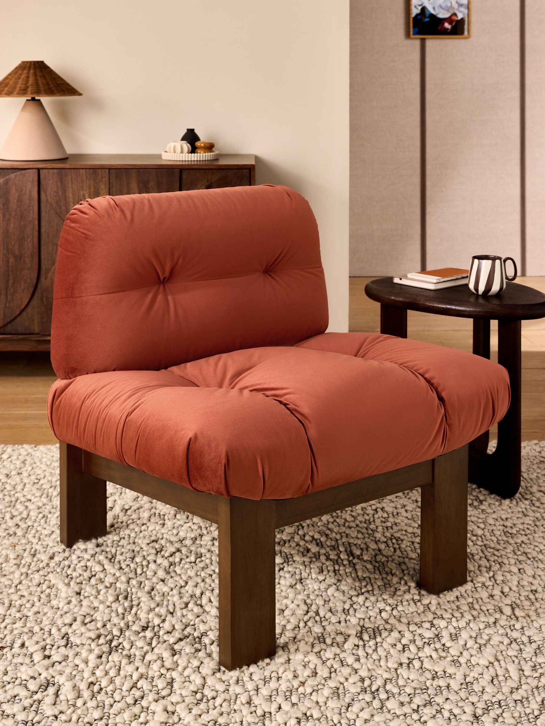 Fran Accent Chair in Brick Red Velvet - Image 1 of 5 Fran Accent Chair in Brick Red Velvet - Image 1 of 5