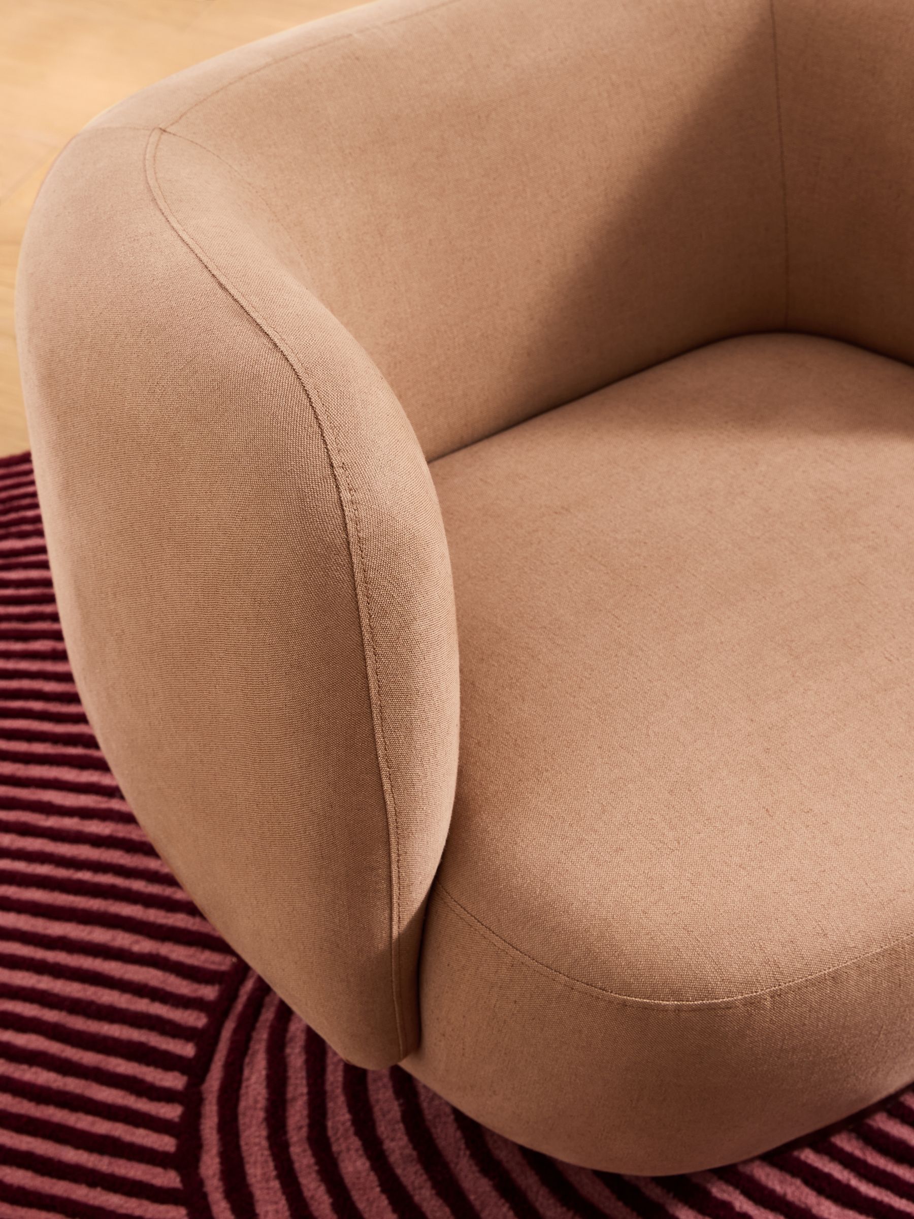 Novara Swivel Accent Chair in Cotton Linen Blend Tea Rose Pink - Image 2 of 5