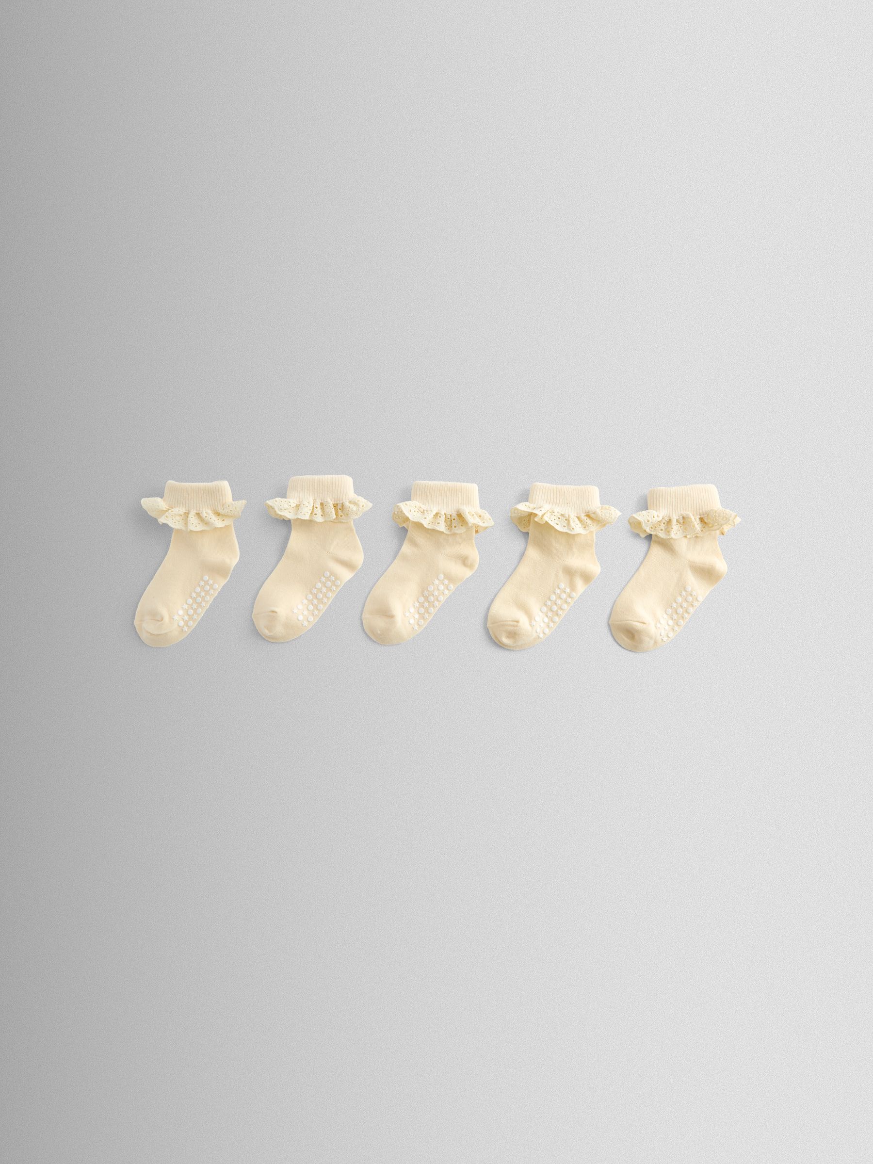 Cream 5-Pack Frill Socks - Image 1 of 4