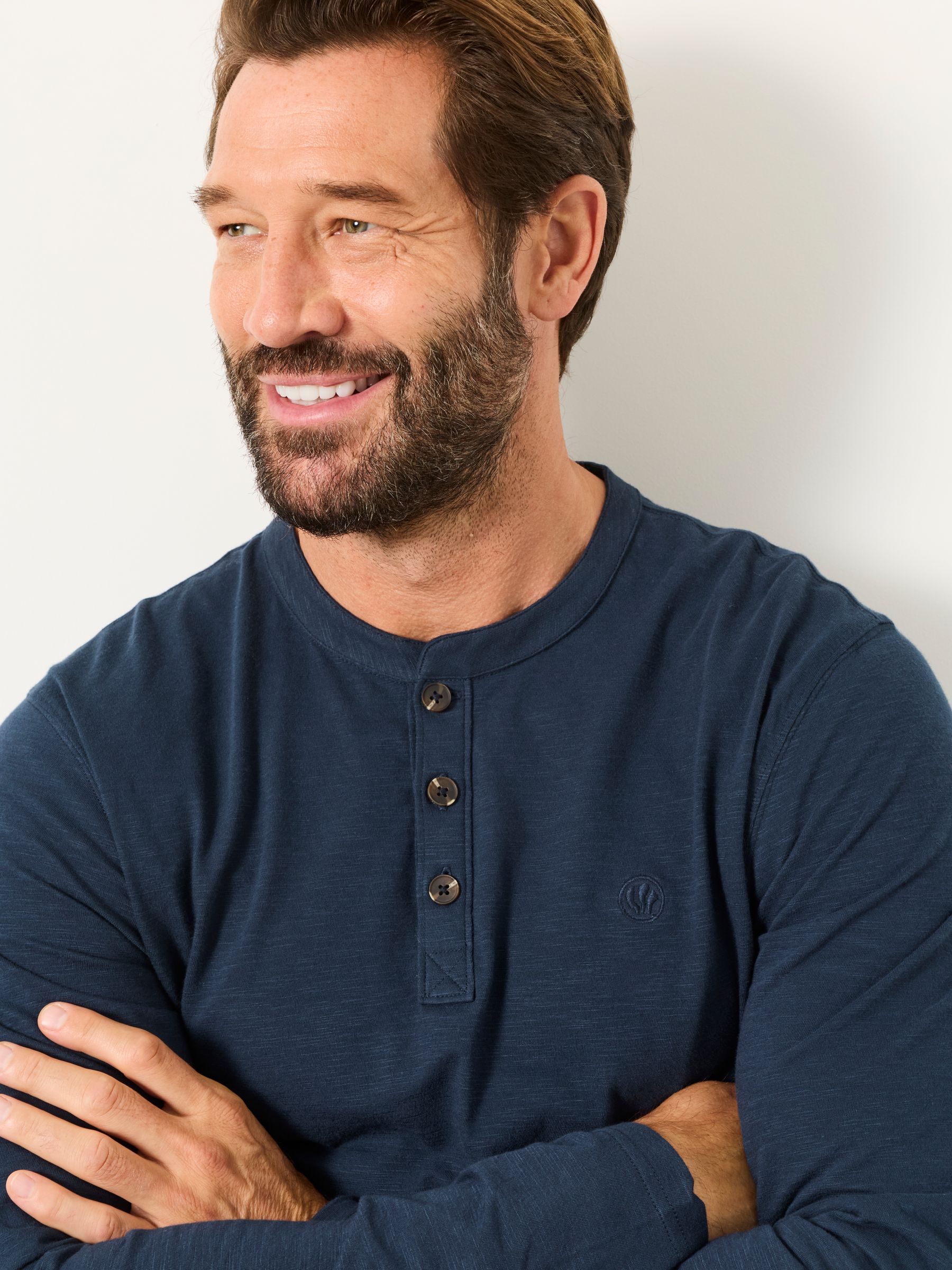 Henley Navy Long Sleeve Woodside T-Shirt - Image 3 of 6