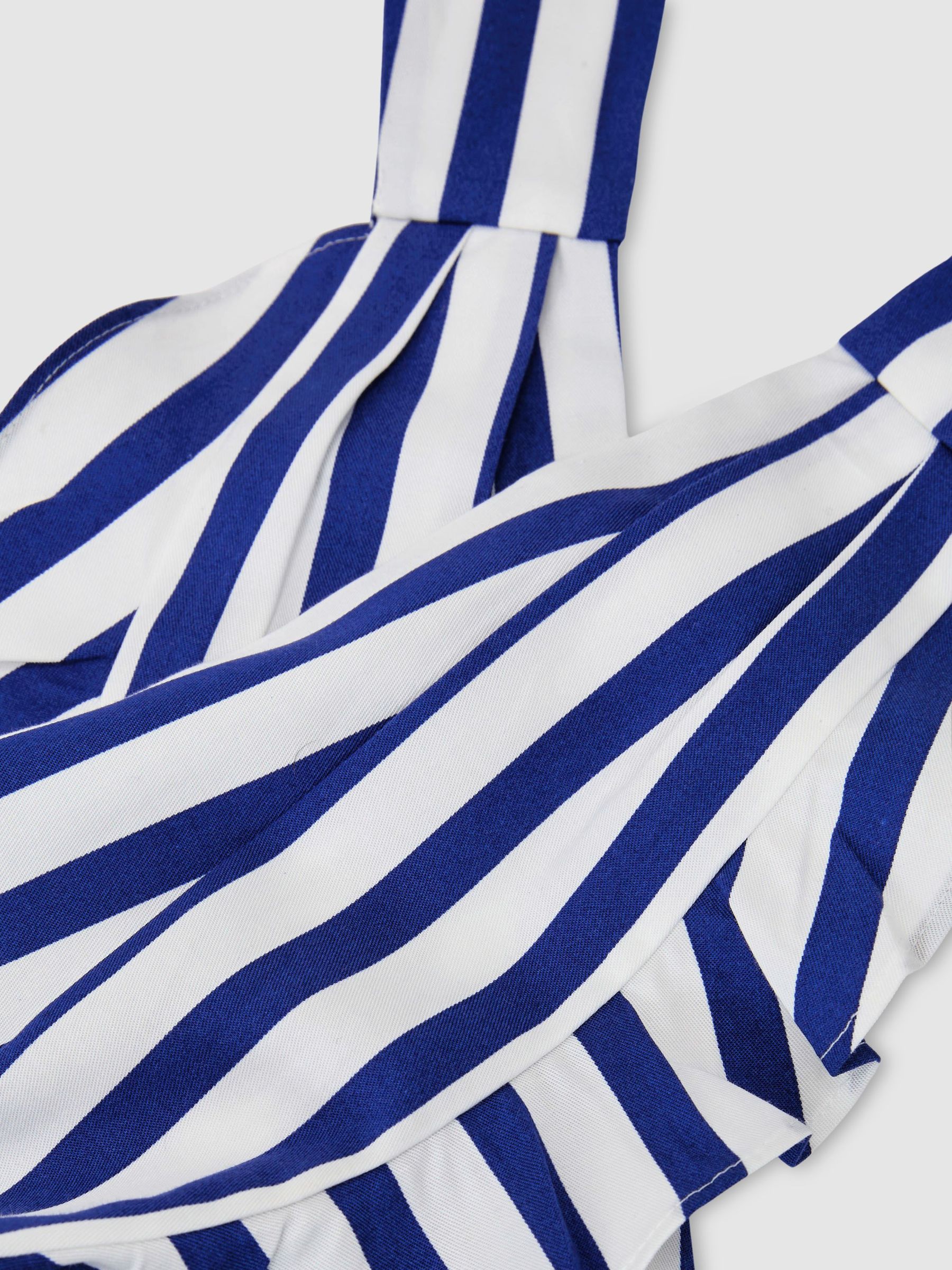 Striped Halterneck Ruffle Maxi Dress in Blue/Ivory - image 3