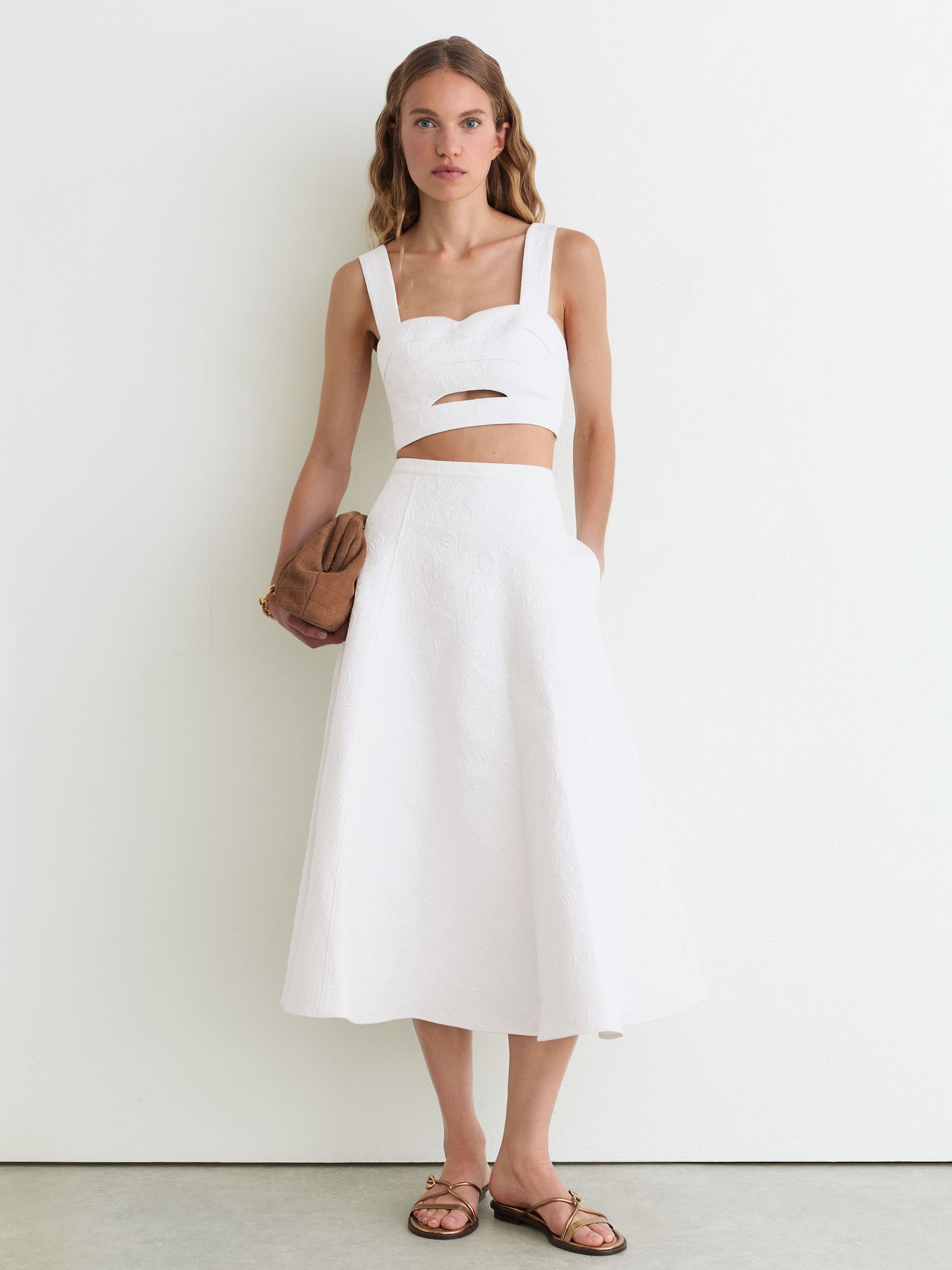 Cotton-Blend Jacquard Midi Skirt in Ivory - image 2