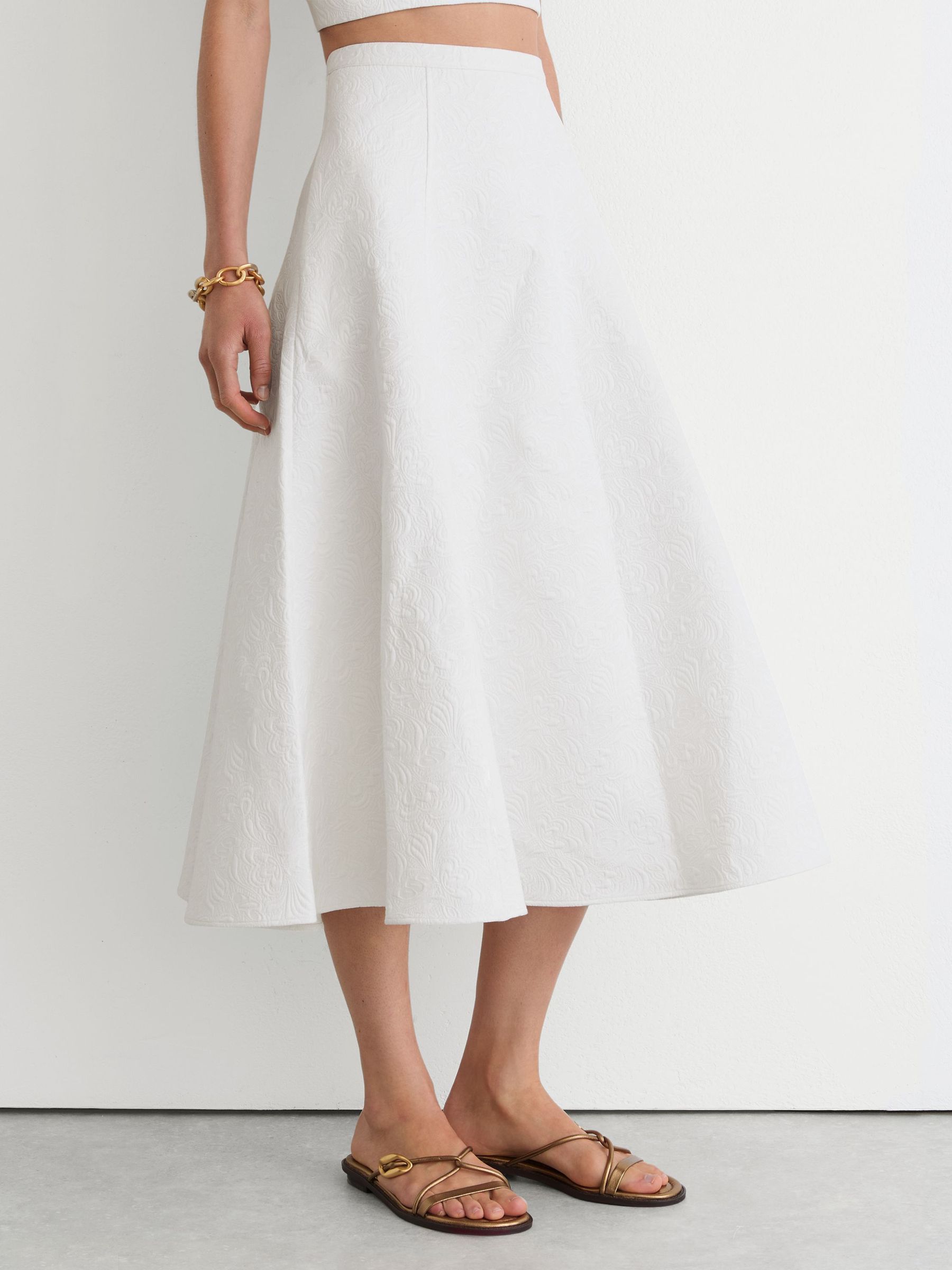 Cotton-Blend Jacquard Midi Skirt in Ivory - image 5