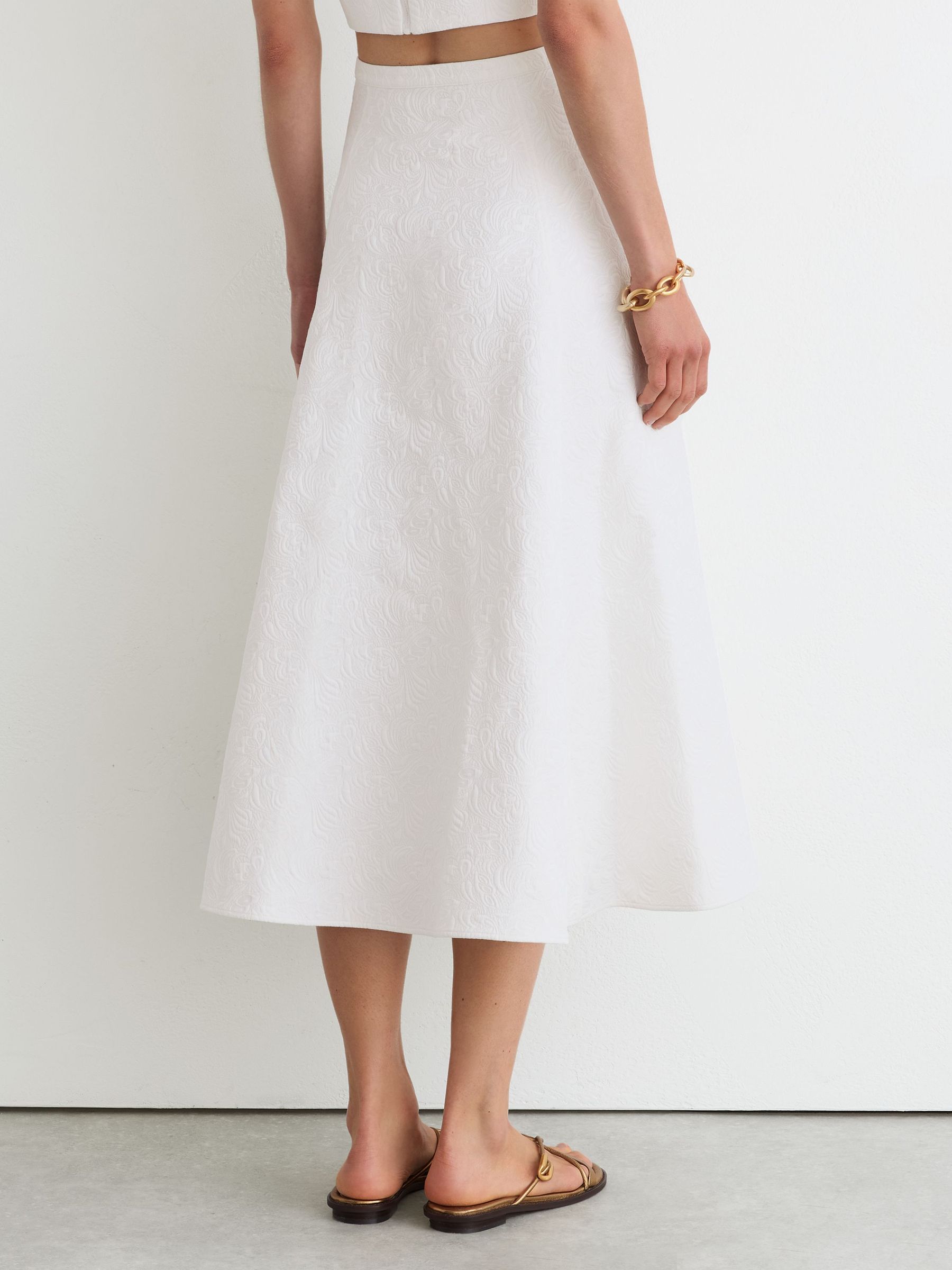 Cotton-Blend Jacquard Midi Skirt in Ivory - image 4