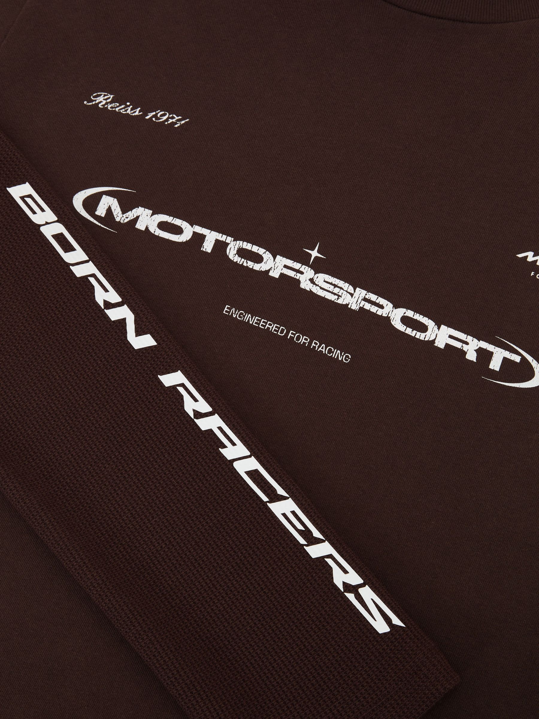 McLaren Racing Double-Layer Relaxed T-Shirt Unisex-Fit in Chocolate Brown - Image 6 of 7