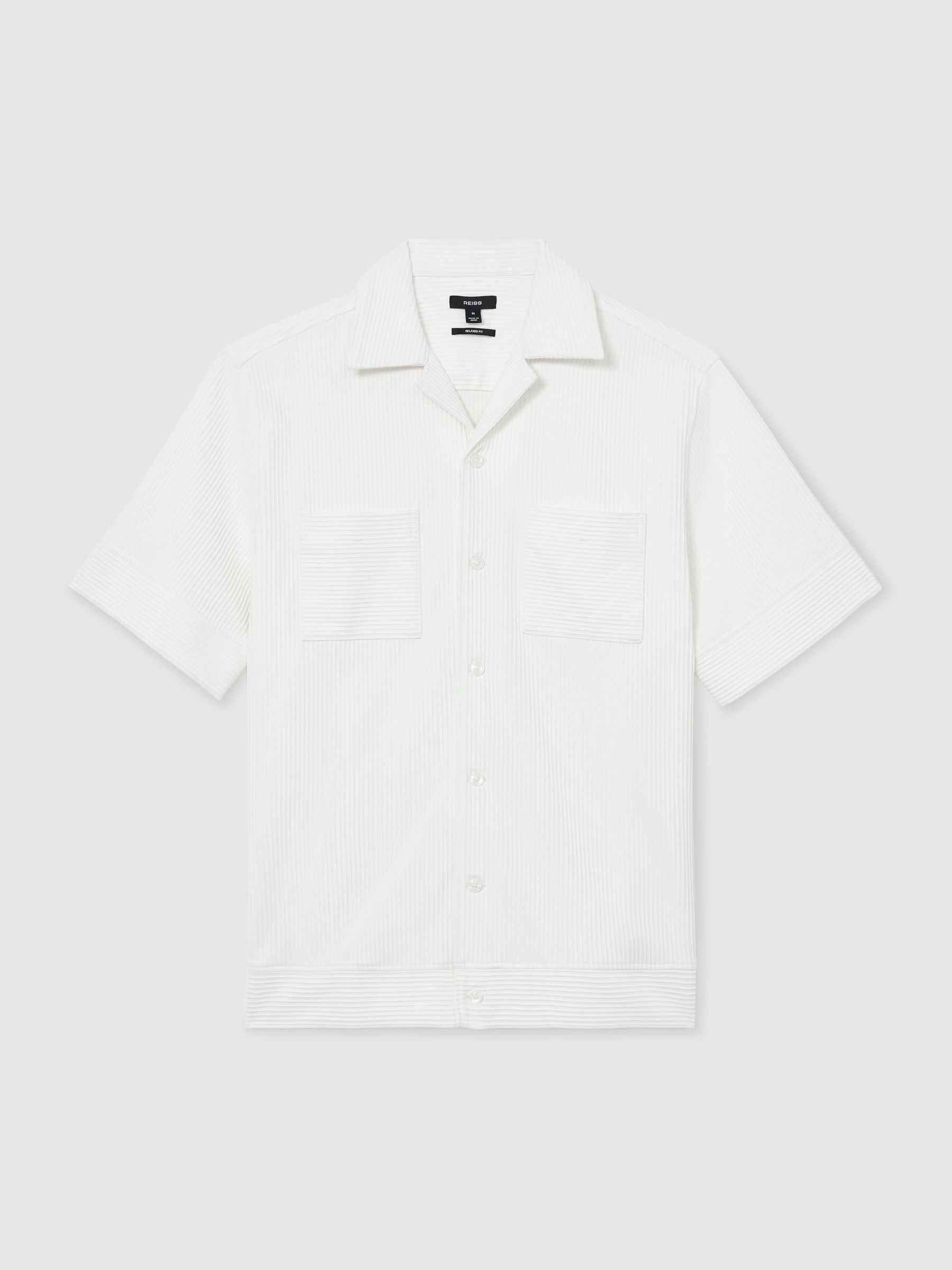Ribbed Cuban-Collar Shirt in White - Image 2 of 6