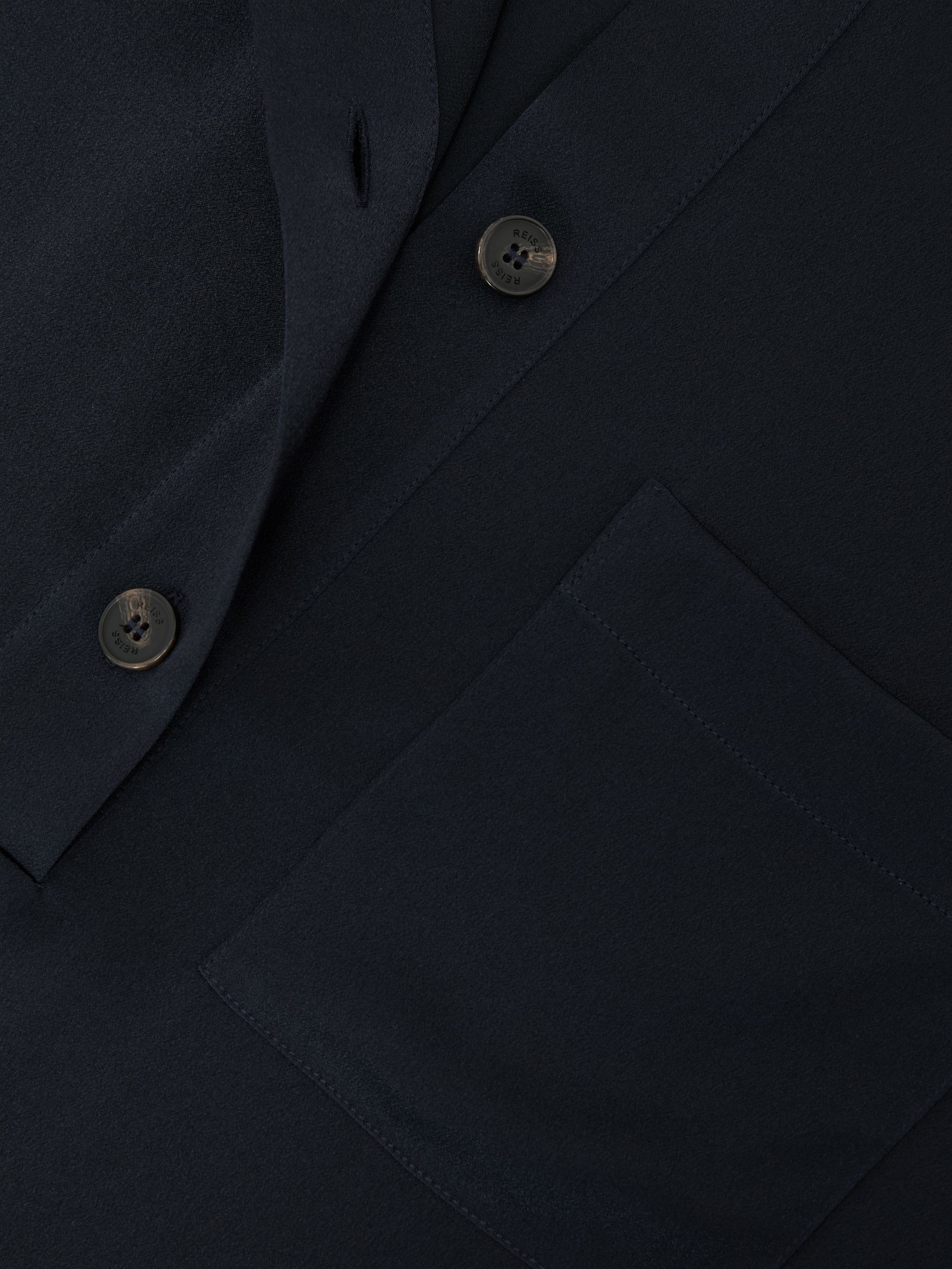 Silk Half-Button Short-Sleeve Shirt in Navy - Image 6 of 6