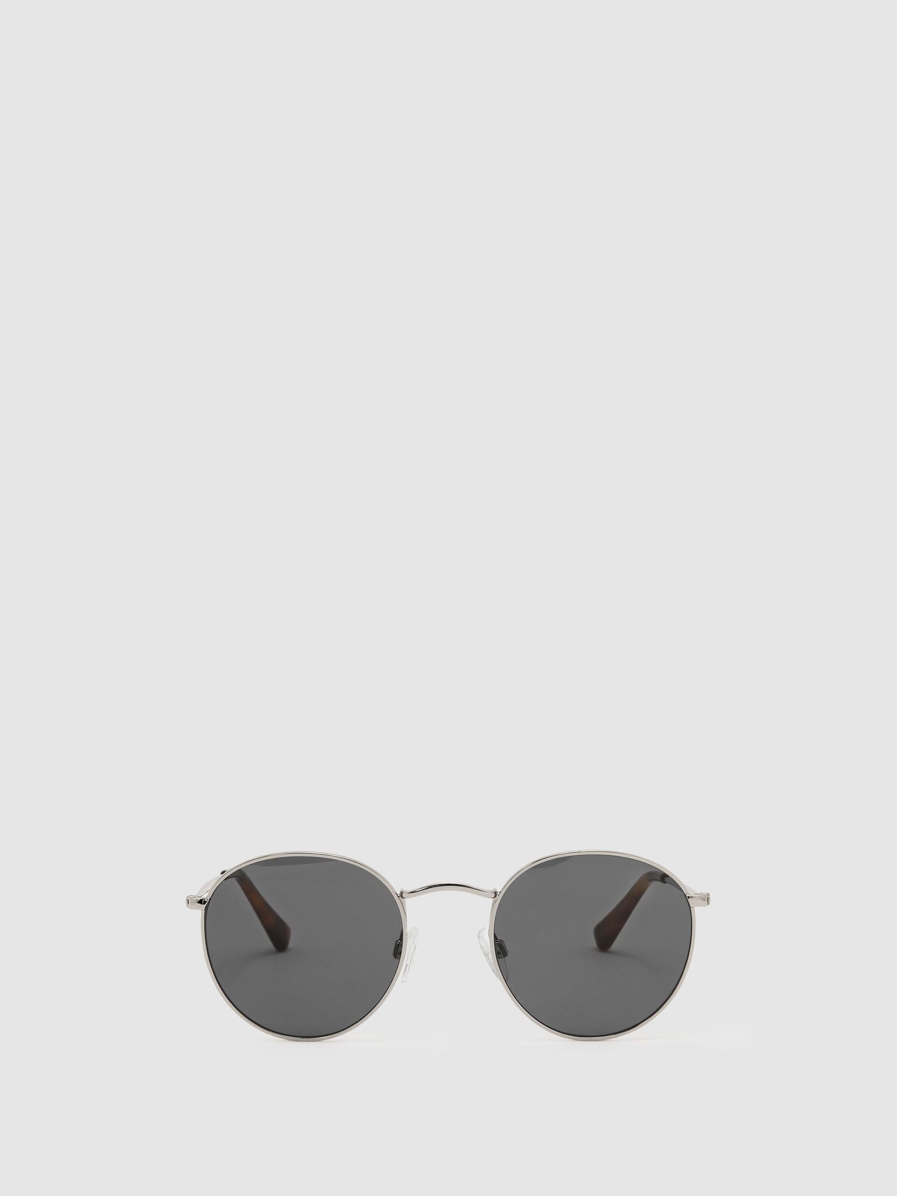 MESSYWEEKEND Thin-Frame Round Sunglasses in Silver / Black - Image 2 of 6
