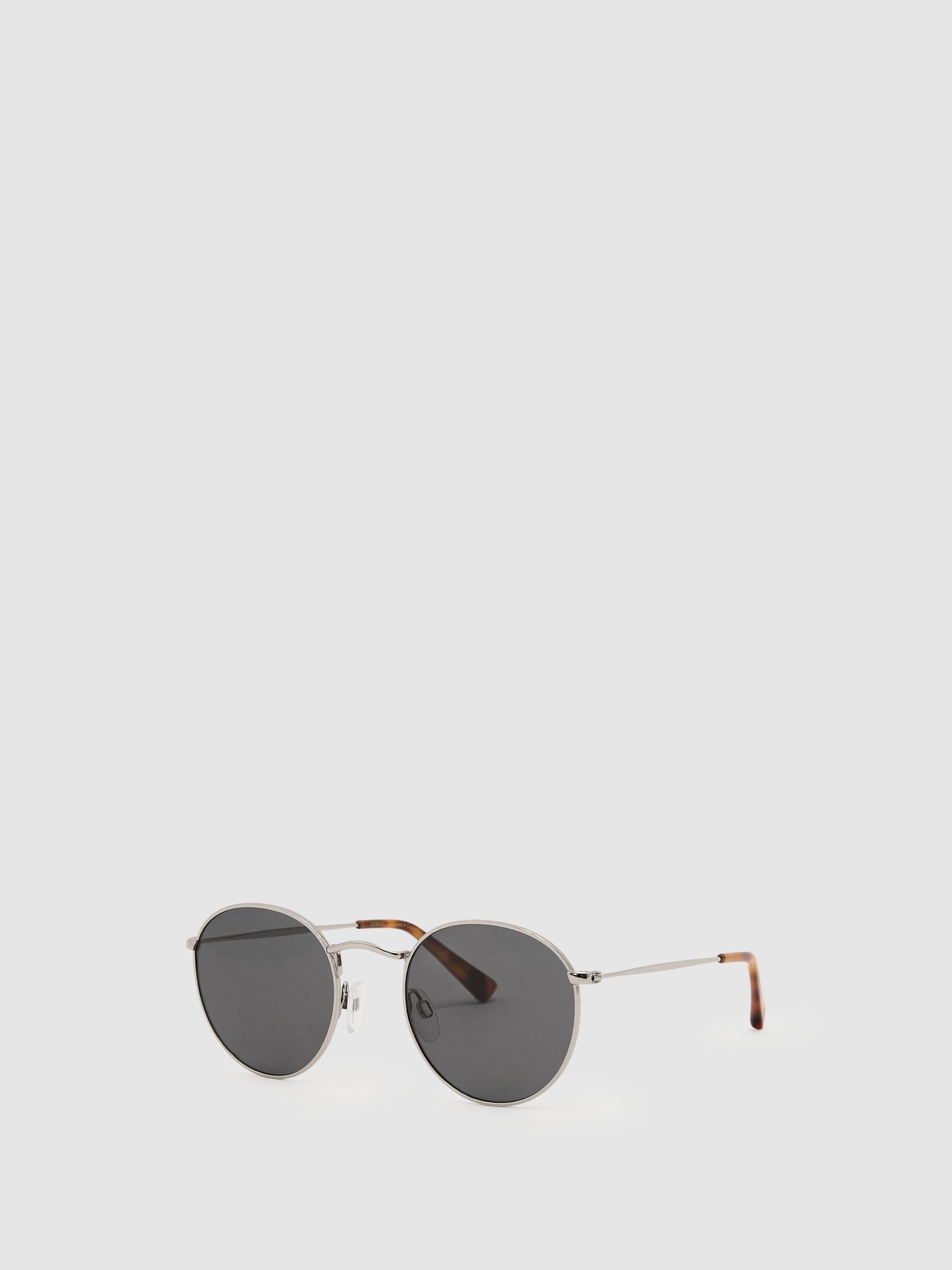 MESSYWEEKEND Thin-Frame Round Sunglasses in Silver / Black - Image 3 of 6