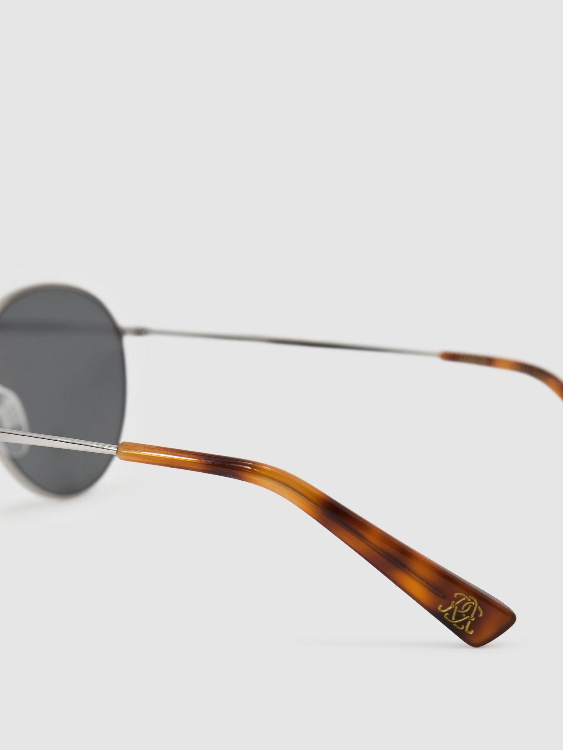 MESSYWEEKEND Thin-Frame Round Sunglasses in Silver / Black - Image 5 of 6