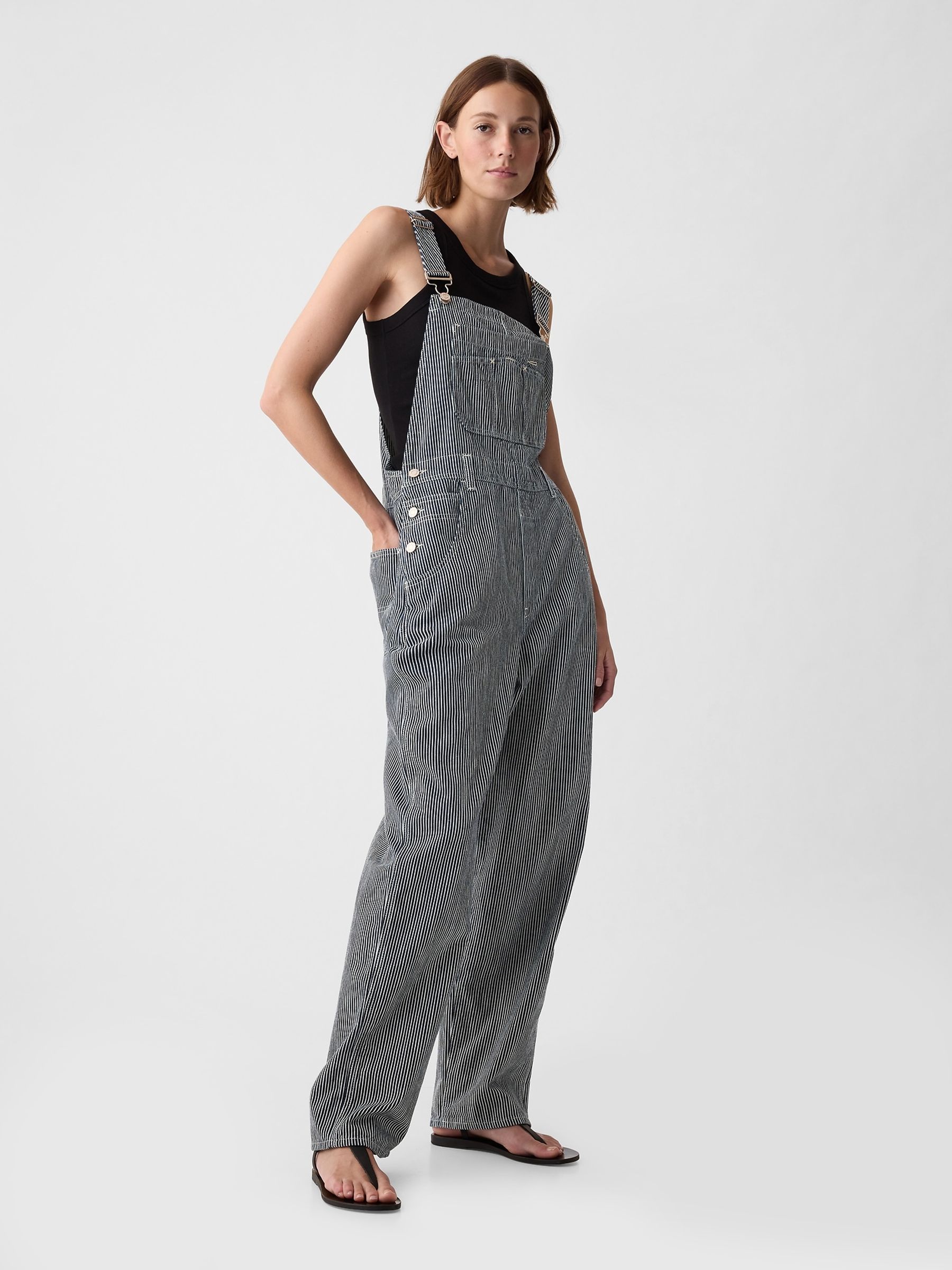 Blue Stripe Loose Dungarees - Image 3 of 5