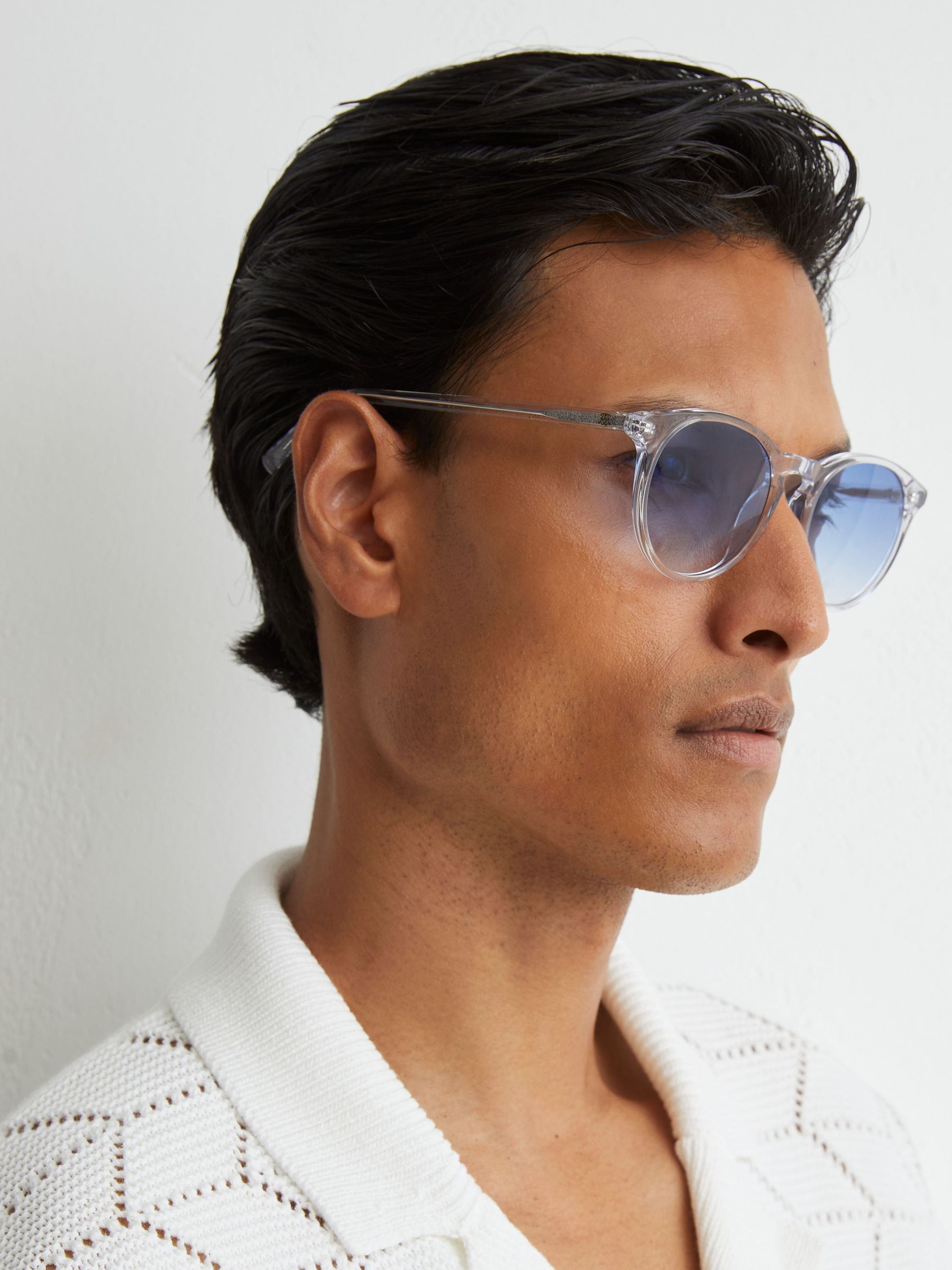MessyWeekend Round-Frame Sunglasses in Clear / Blue - Image 1 of 6